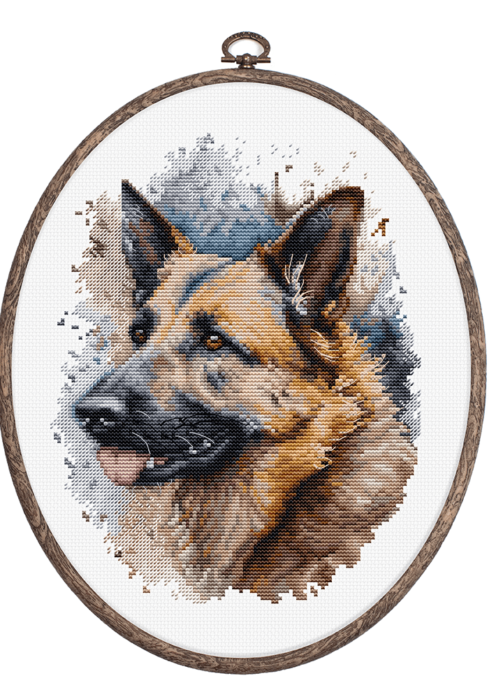 Cross Stitch Kit with Hoop Included Luca - S - BC214 The German Shepherd - Luca - S Yarns