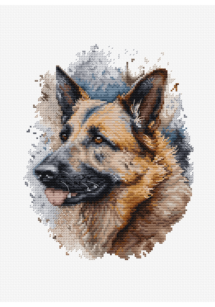 Cross Stitch Kit with Hoop Included Luca - S - BC214 The German Shepherd - Luca - S Yarns