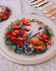 Cross Stitch Kit with Hoop Included Luca - S - Composition With Poppies, BC209 - Luca - S Yarns