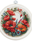 Cross Stitch Kit with Hoop Included Luca - S - Composition With Poppies, BC209 - Luca - S Yarns