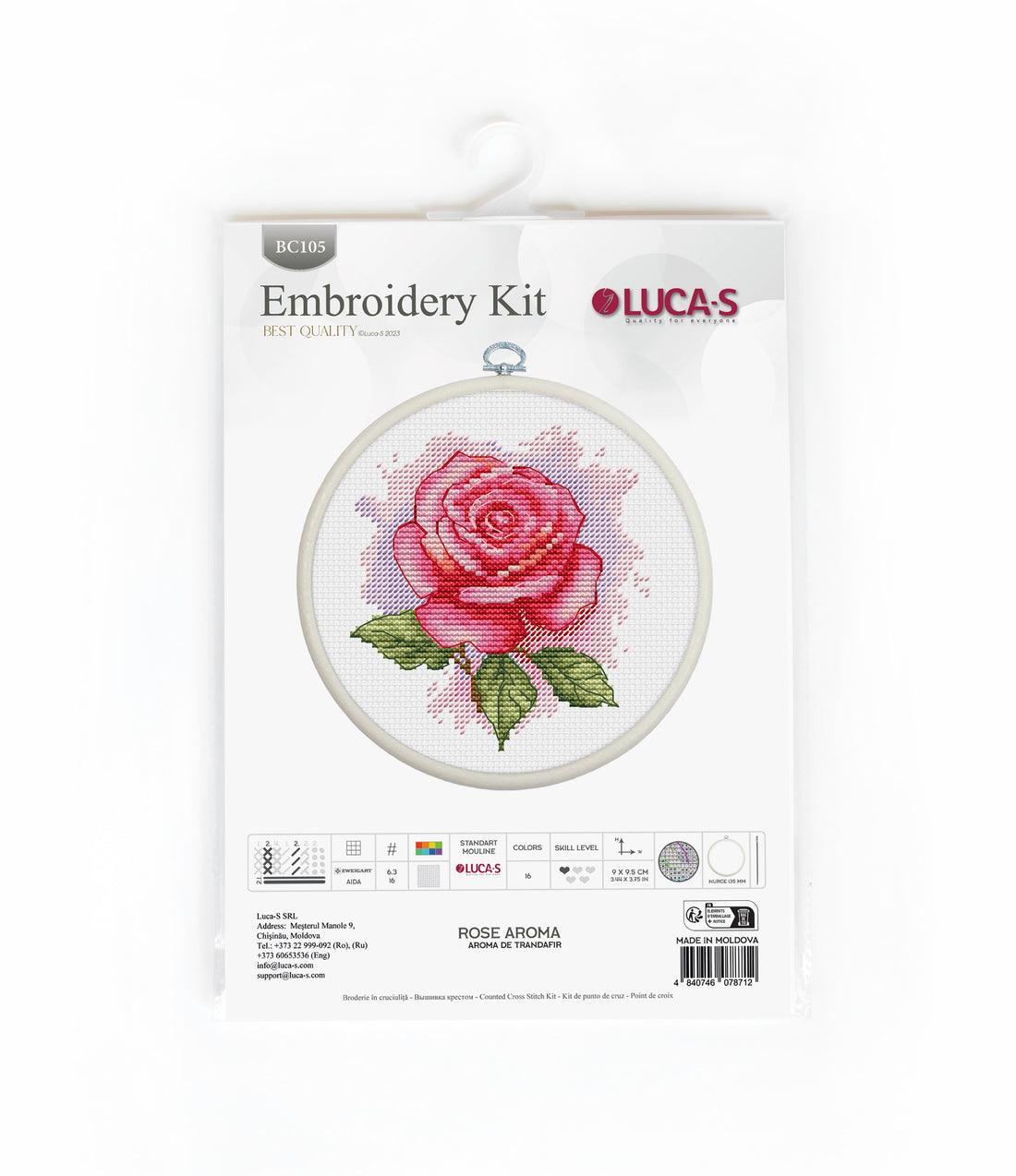 Cross Stitch Kit with Hoop Included Luca - S - Rose Aroma, BC105 - Luca - S Yarns