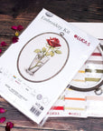 Cross Stitch Kit with Hoop Included Luca - S - Rose “Mister Lincoln”, BC235 - Luca - S Yarns