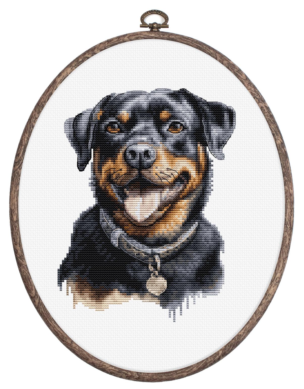 Cross Stitch Kit with Hoop Included Luca - S - Rottweiler, BC229 - Luca - S Yarns