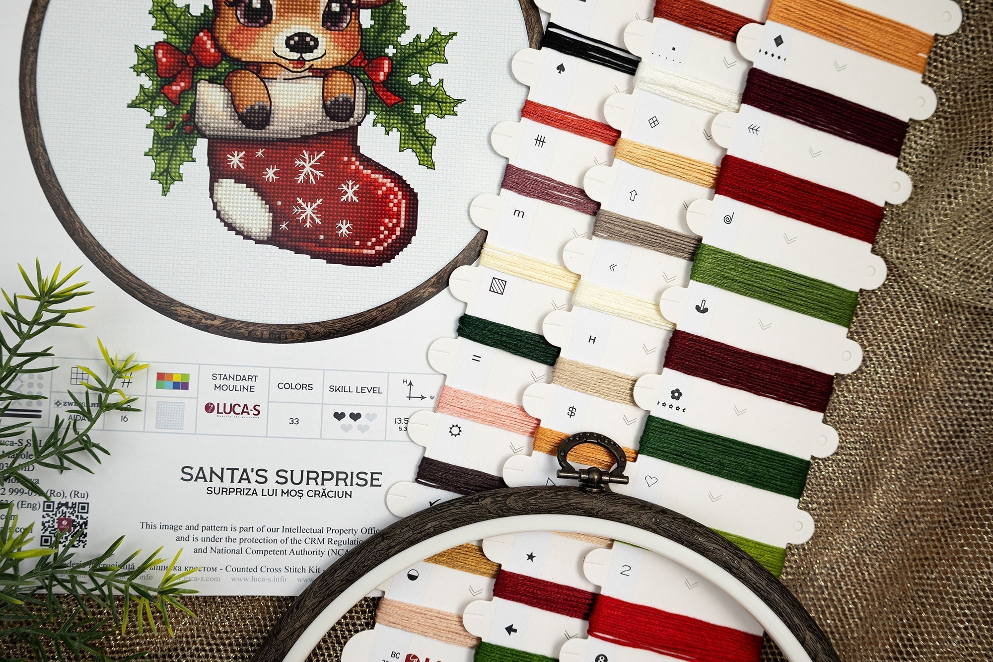 Cross Stitch Kit with Hoop Included Luca - S - Santa's Surprise, BC236 - Luca - S Yarns