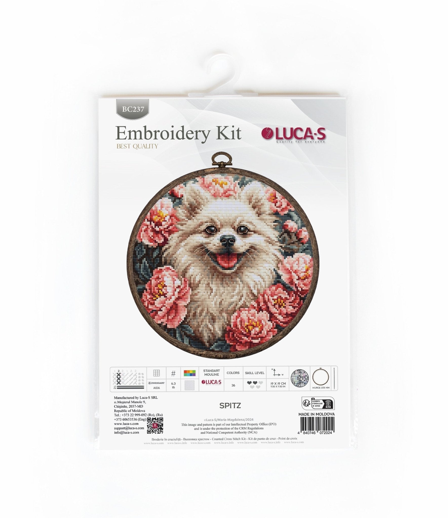 Cross Stitch Kit with Hoop Included Luca - S - Spitz, BC237 - Luca - S Yarns