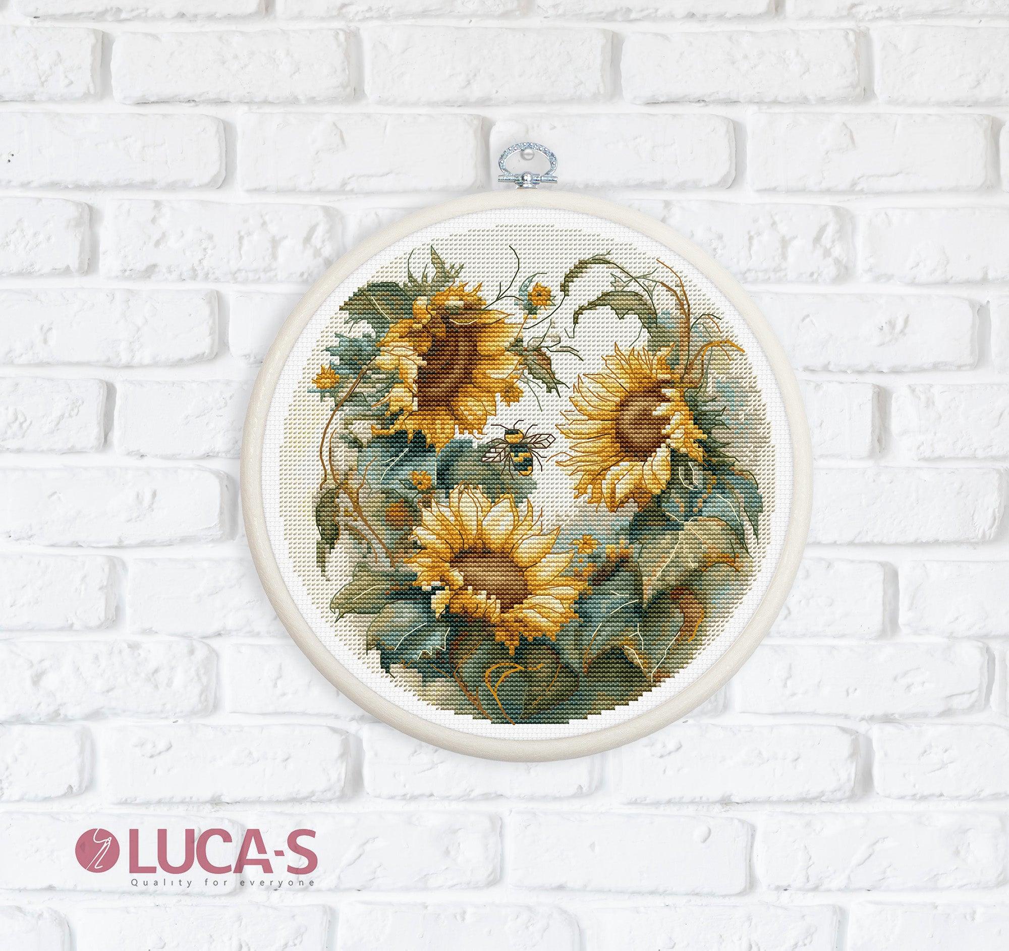 Cross Stitch Kit with Hoop Included Luca - S - Sunflower, BC202 - Luca - S Yarns