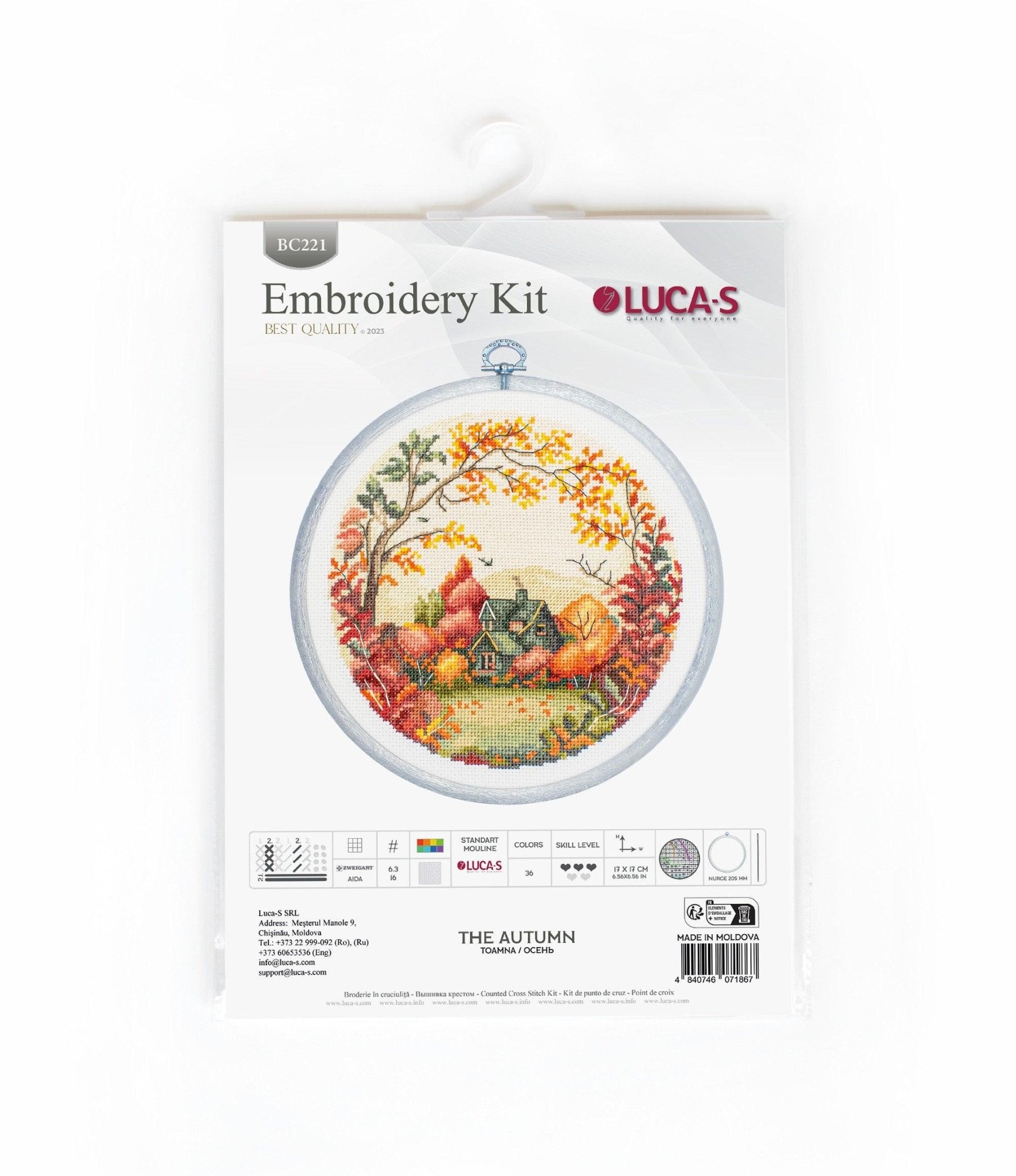 Cross Stitch Kit with Hoop Included Luca - S - The Autumn, BC221 - Luca - S Yarns