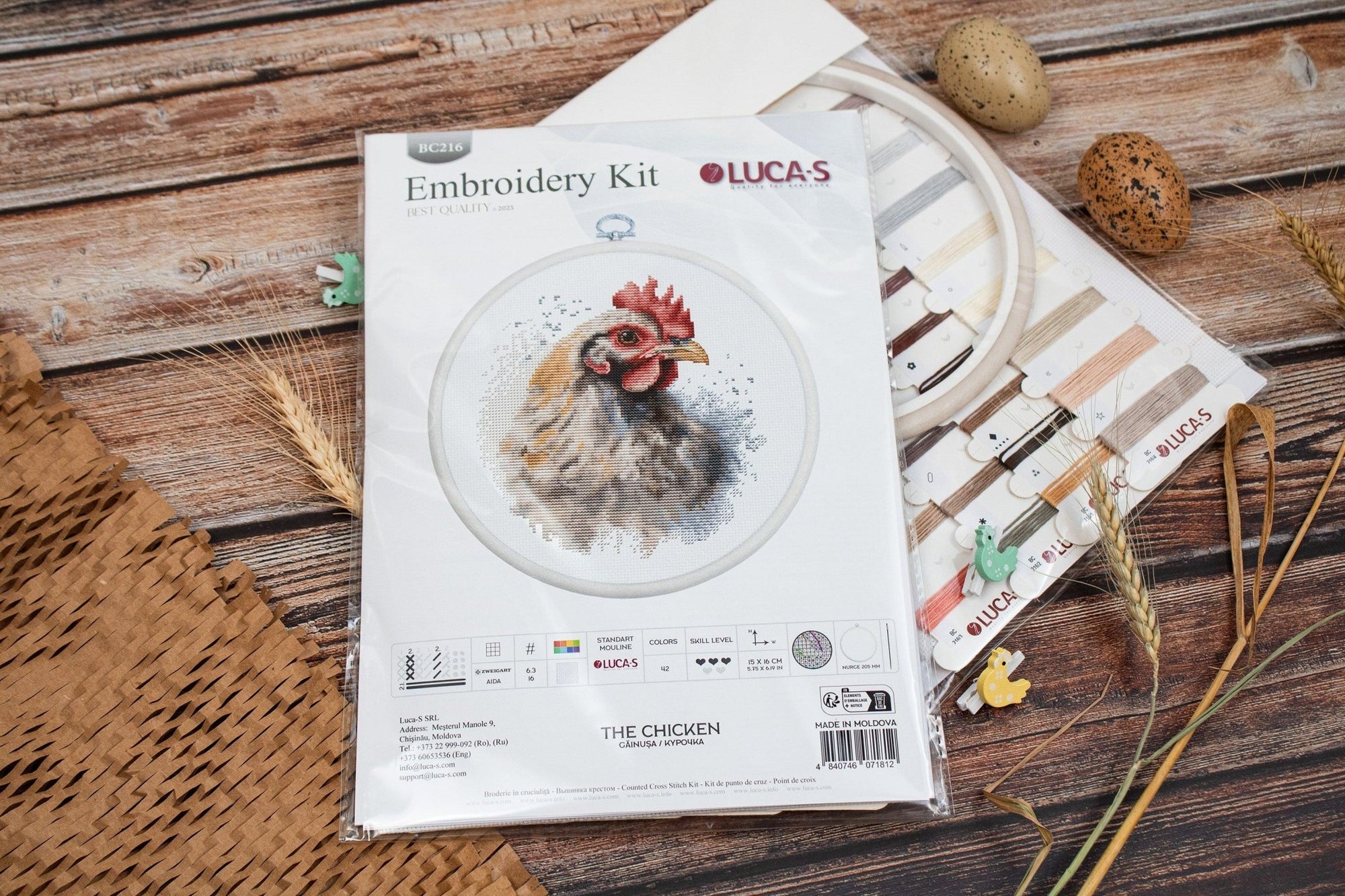 Cross Stitch Kit with Hoop Included Luca - S - The Chicken, BC216 - Luca - S Yarns