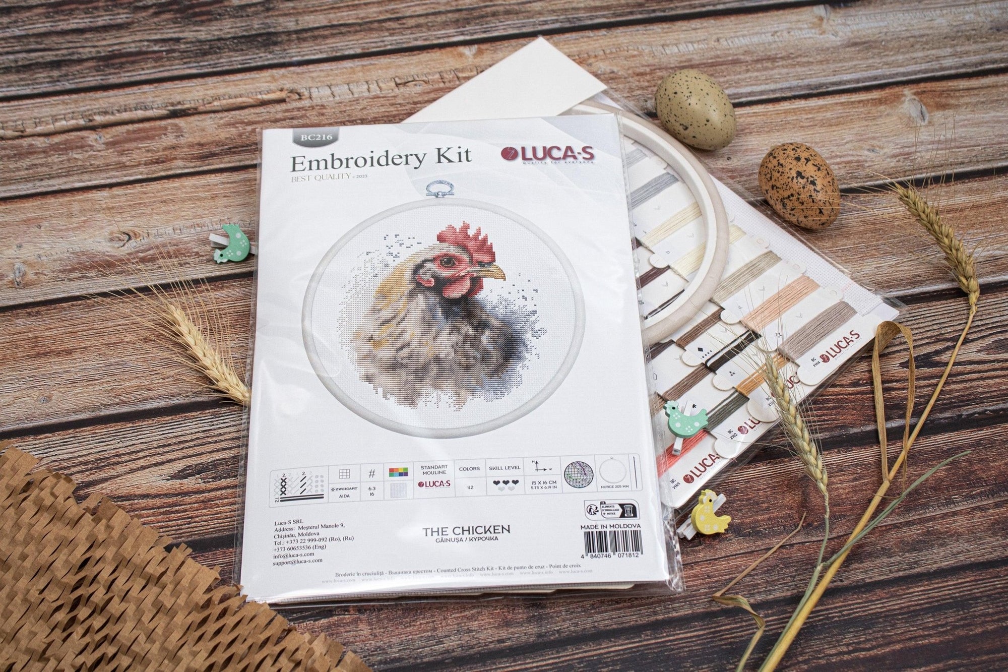 Cross Stitch Kit with Hoop Included Luca - S - The Chicken, BC216 - Luca - S Yarns