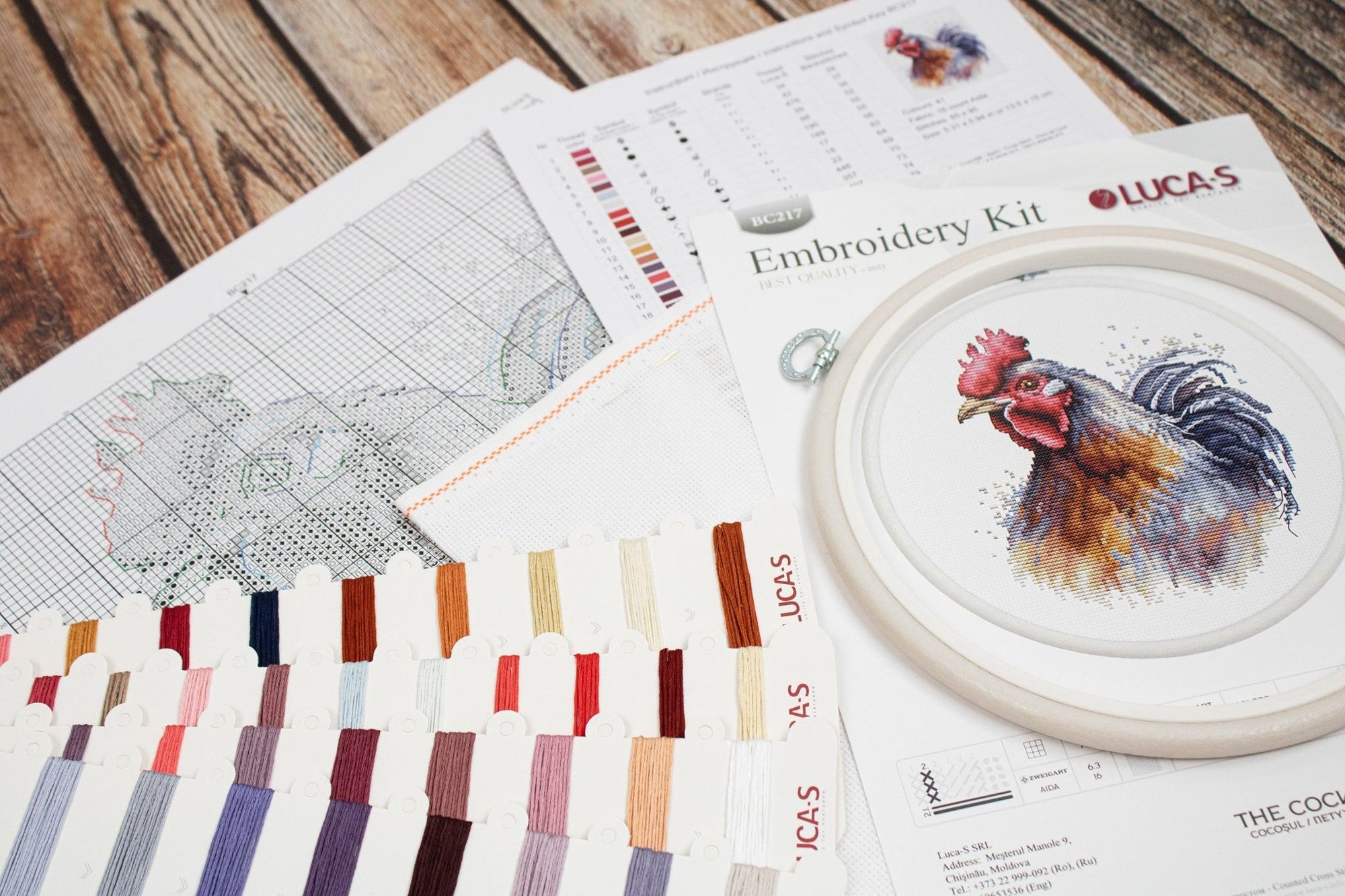 Cross Stitch Kit with Hoop Included Luca - S - The Cock, BC217 - Luca - S Yarns