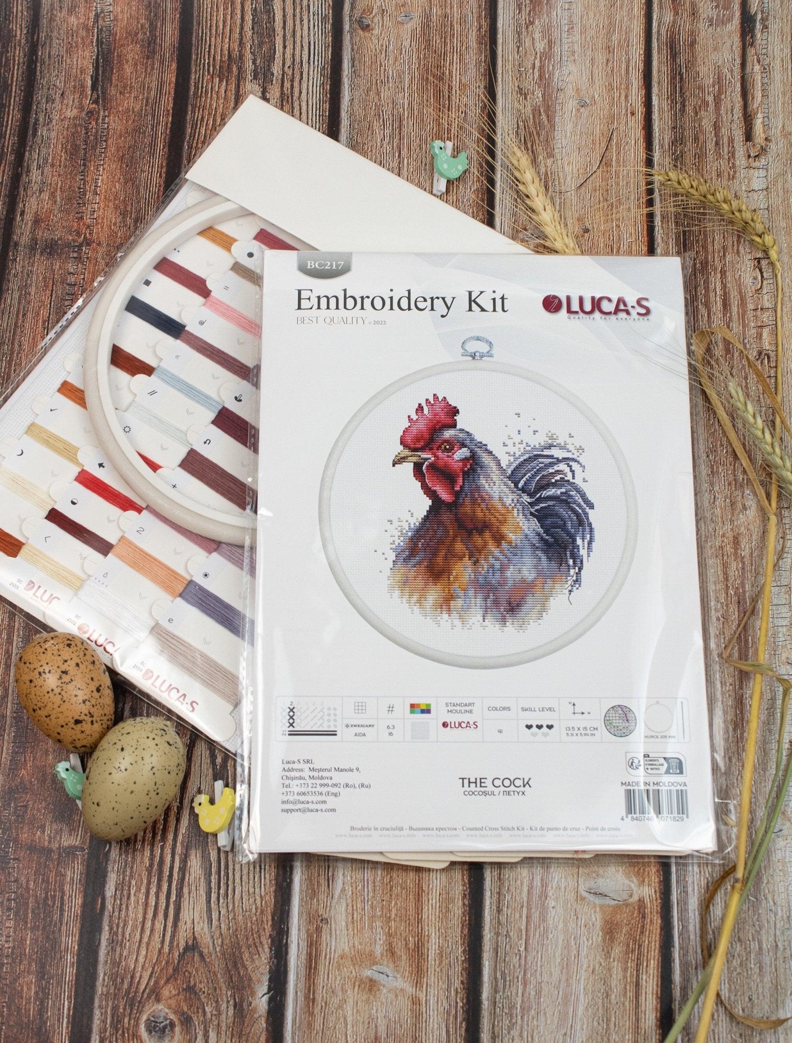 Cross Stitch Kit with Hoop Included Luca - S - The Cock, BC217 - Luca - S Yarns