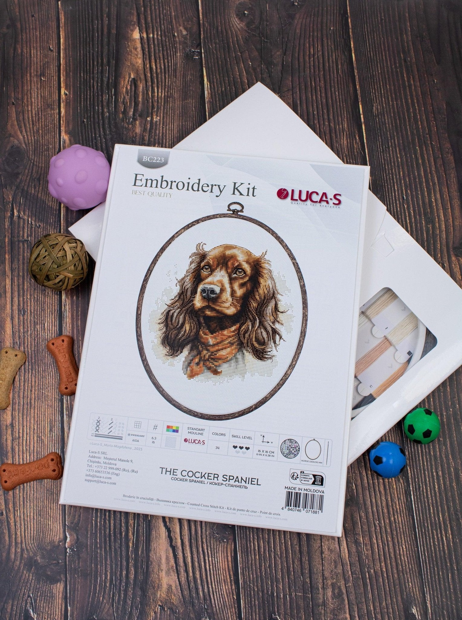 Cross Stitch Kit with Hoop Included Luca - S - The Cocker Spaniel, BC223 - Luca - S Yarns