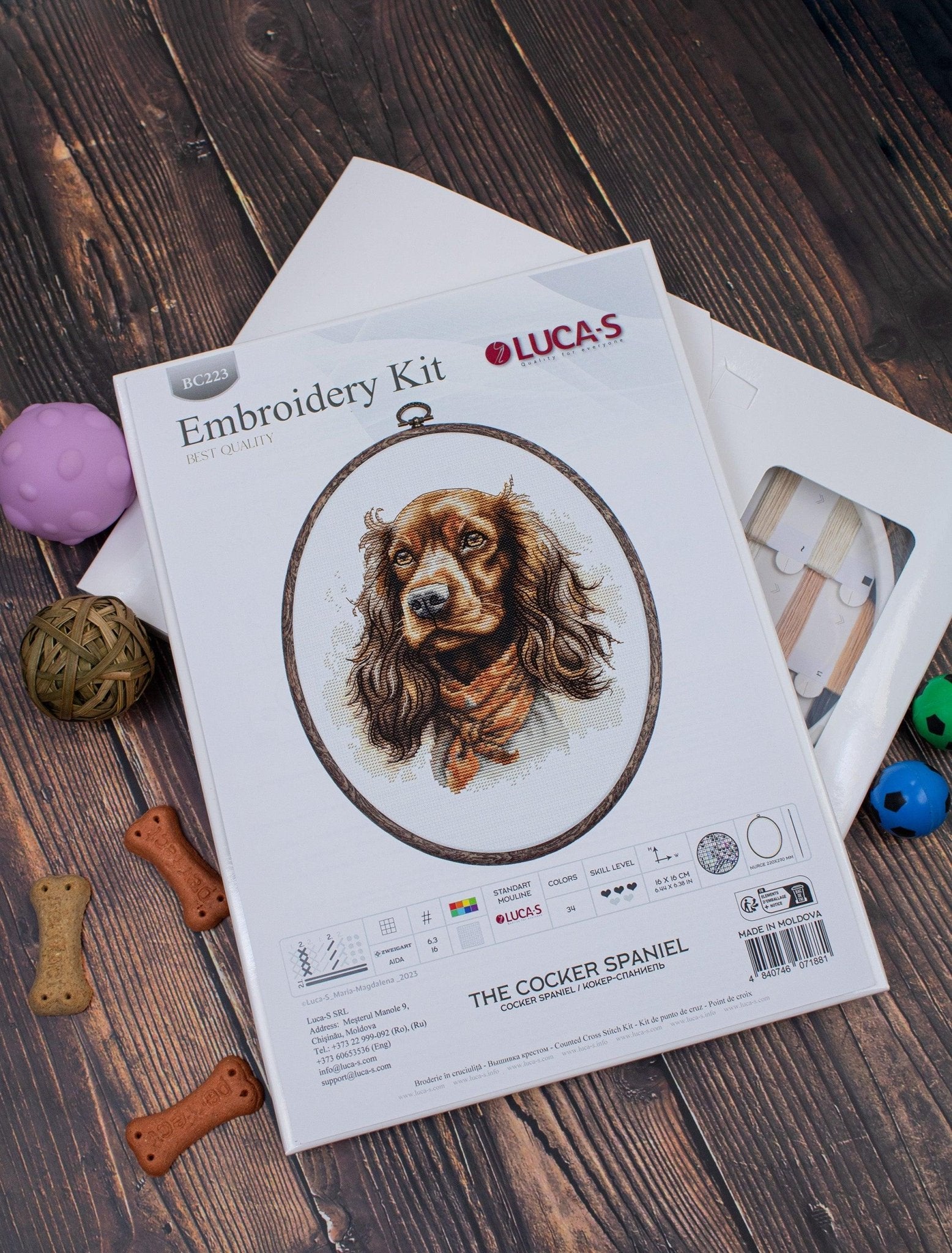 Cross Stitch Kit with Hoop Included Luca - S - The Cocker Spaniel, BC223 - Luca - S Yarns