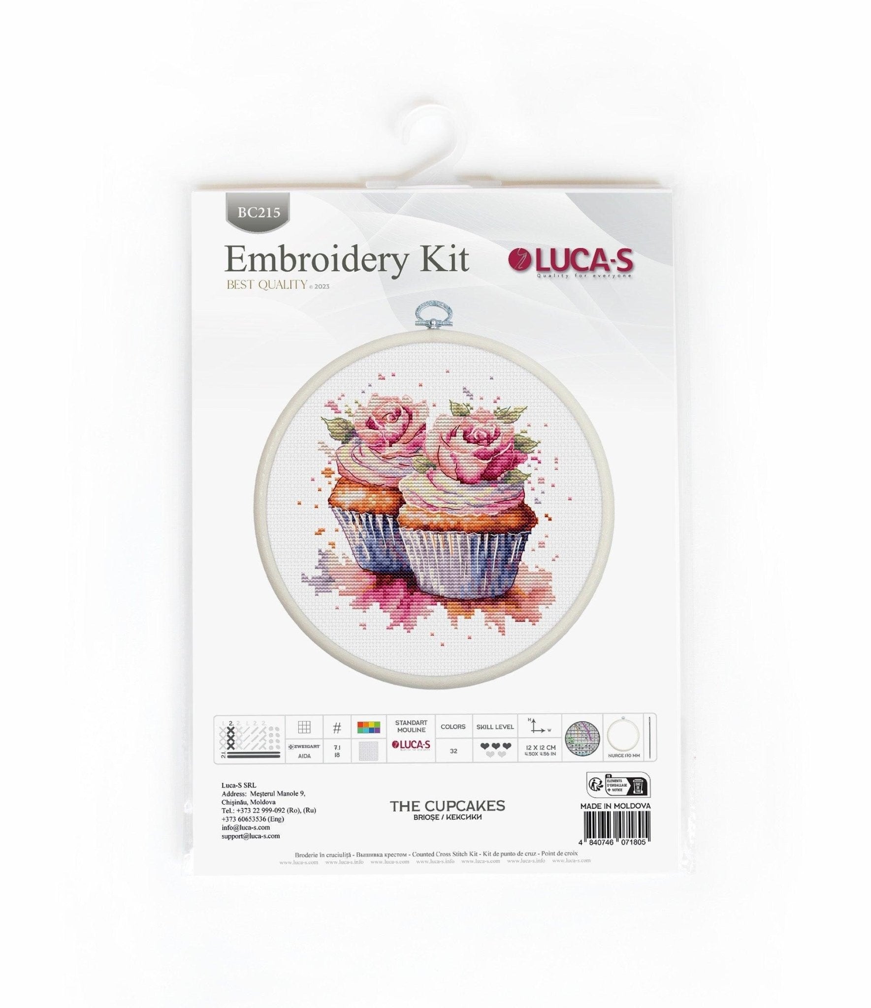 Cross Stitch Kit with Hoop Included Luca - S - The Cupcakes, BC215 - Luca - S Yarns