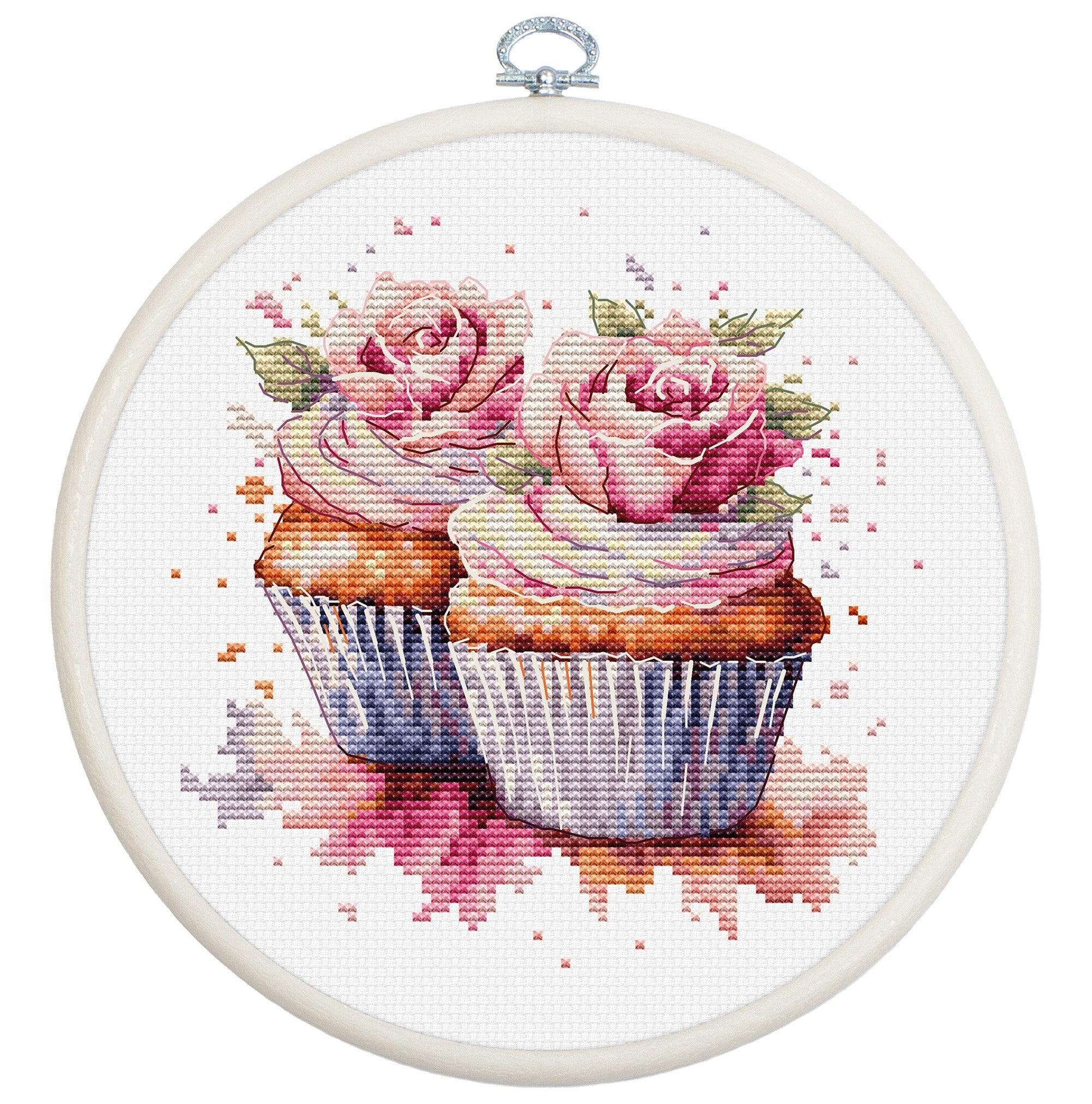 Cross Stitch Kit with Hoop Included Luca - S - The Cupcakes, BC215 - Luca - S Yarns