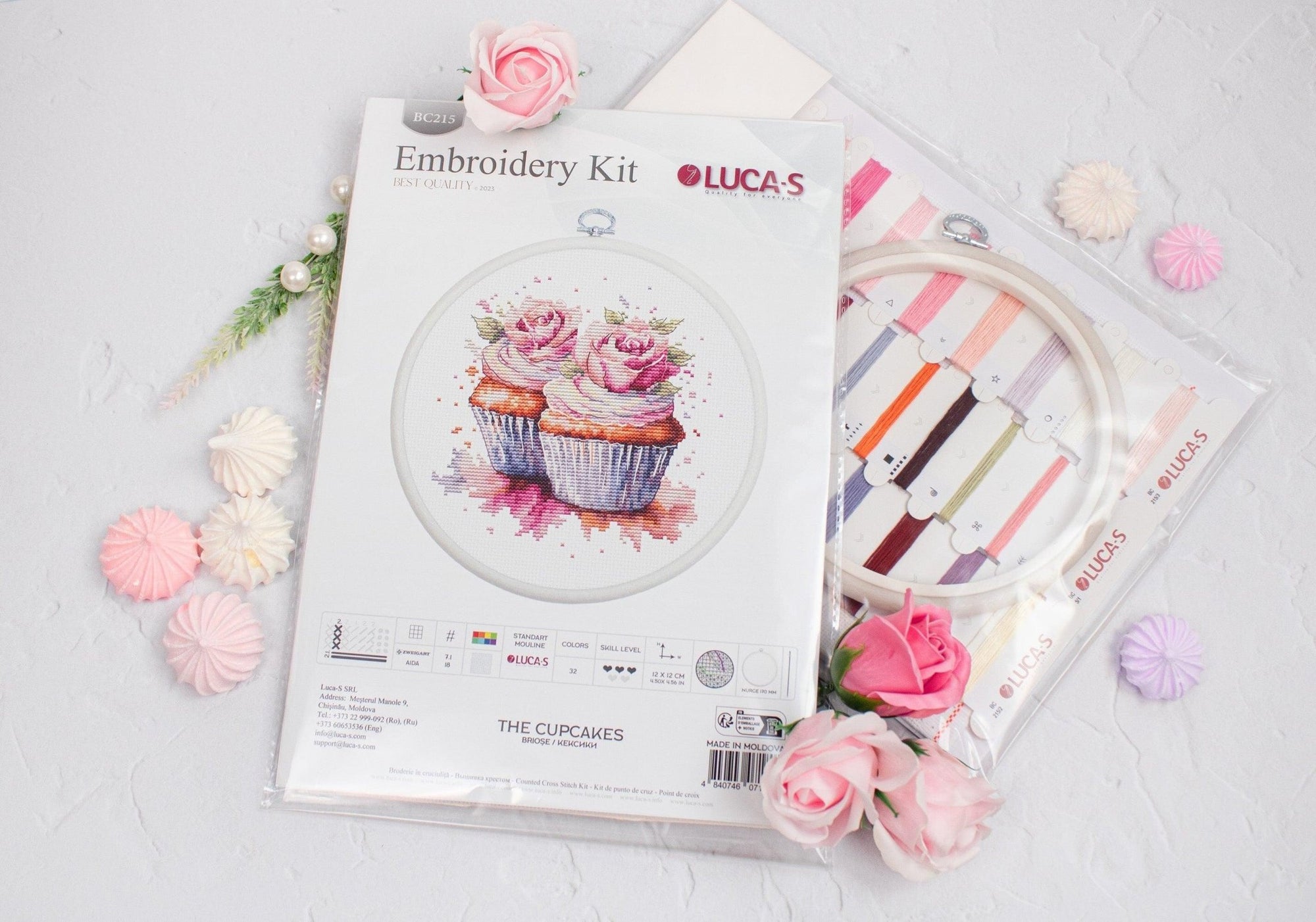 Cross Stitch Kit with Hoop Included Luca - S - The Cupcakes, BC215 - Luca - S Yarns