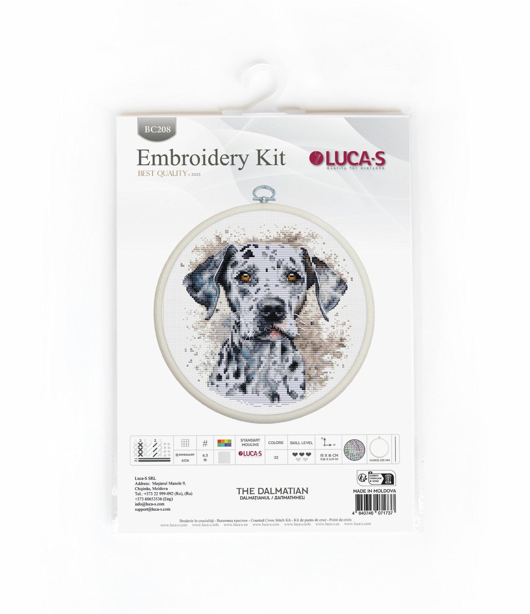 Cross Stitch Kit with Hoop Included Luca - S - The Dalmatian, BC208 - Luca - S Yarns