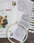 Cross Stitch Kit with Hoop Included Luca - S - The French Bulldog, BC207 - Luca - S Yarns