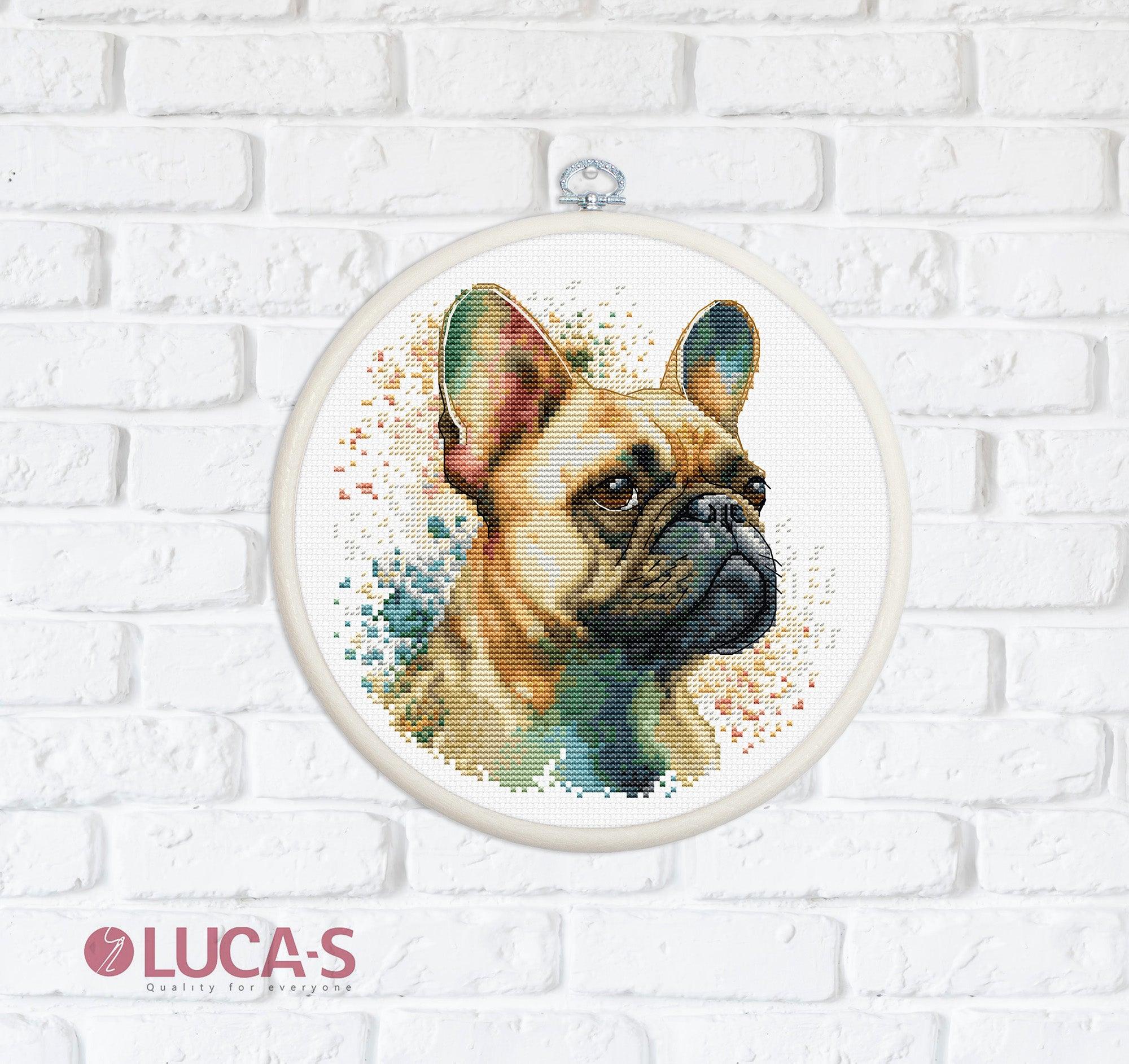 Cross Stitch Kit with Hoop Included Luca - S - The French Bulldog, BC207 - Luca - S Yarns