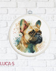 Cross Stitch Kit with Hoop Included Luca - S - The French Bulldog, BC207 - Luca - S Yarns