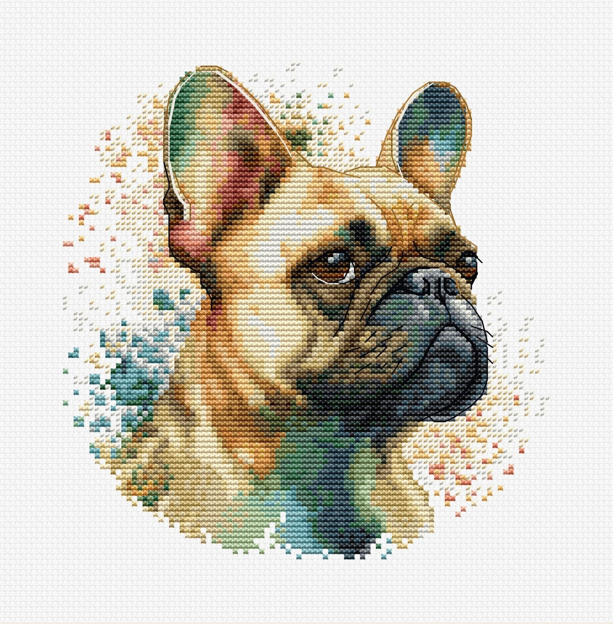 Cross Stitch Kit with Hoop Included Luca - S - The French Bulldog, BC207 - Luca - S Yarns