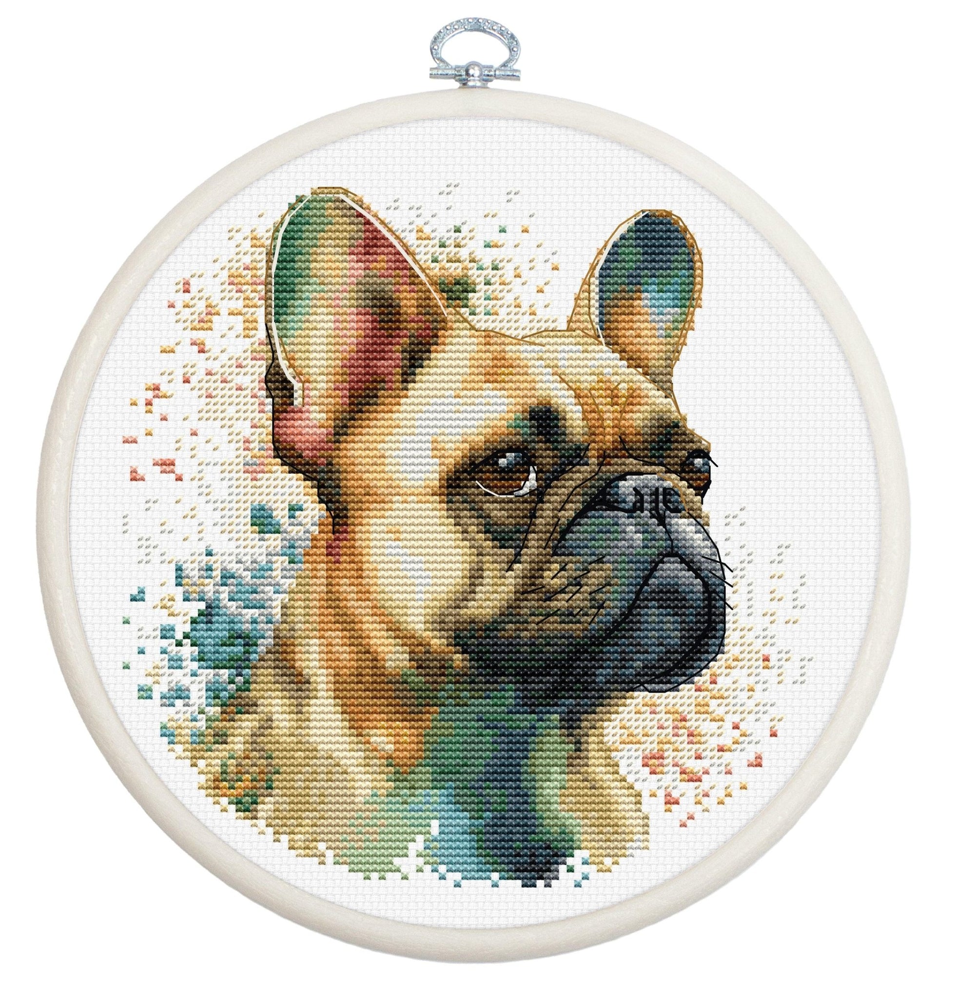 Cross Stitch Kit with Hoop Included Luca - S - The French Bulldog, BC207 - Luca - S Yarns