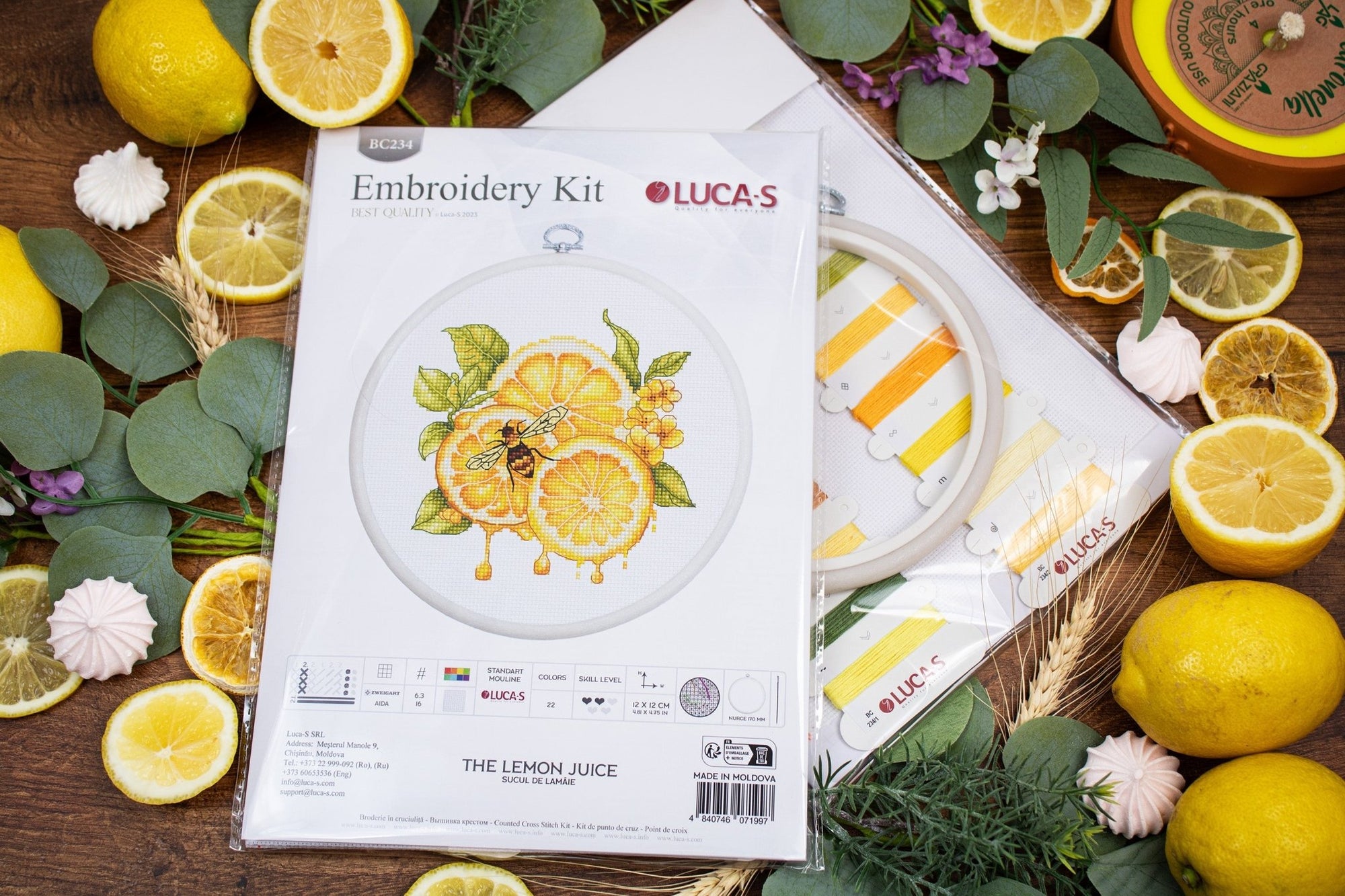 Cross Stitch Kit with Hoop Included Luca - S - The Lemon Juice, BC234 - Luca - S Yarns