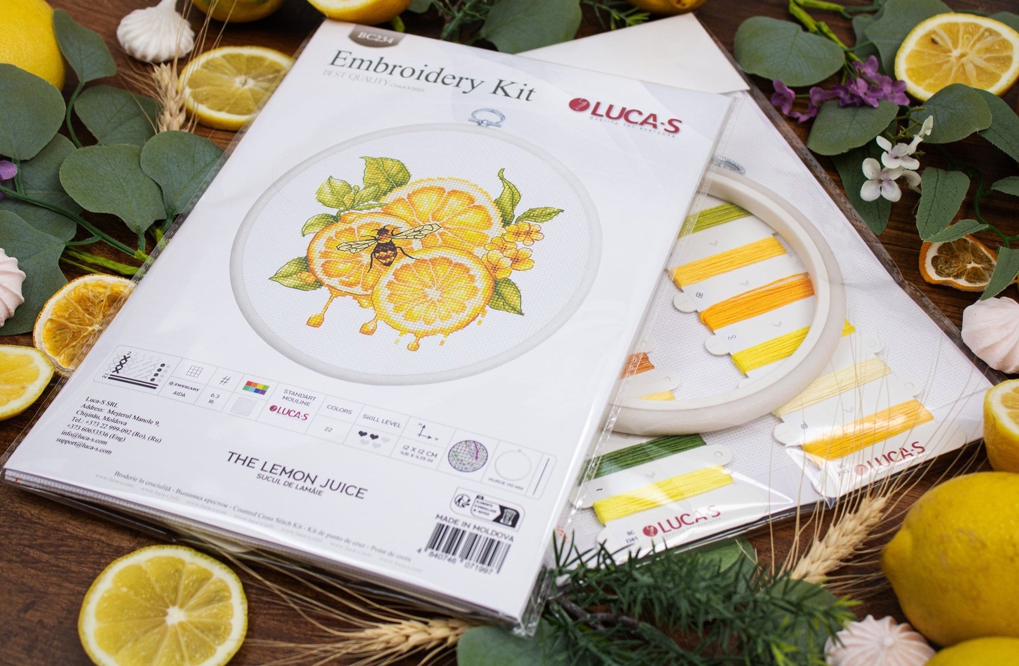 Cross Stitch Kit with Hoop Included Luca - S - The Lemon Juice, BC234 - Luca - S Yarns