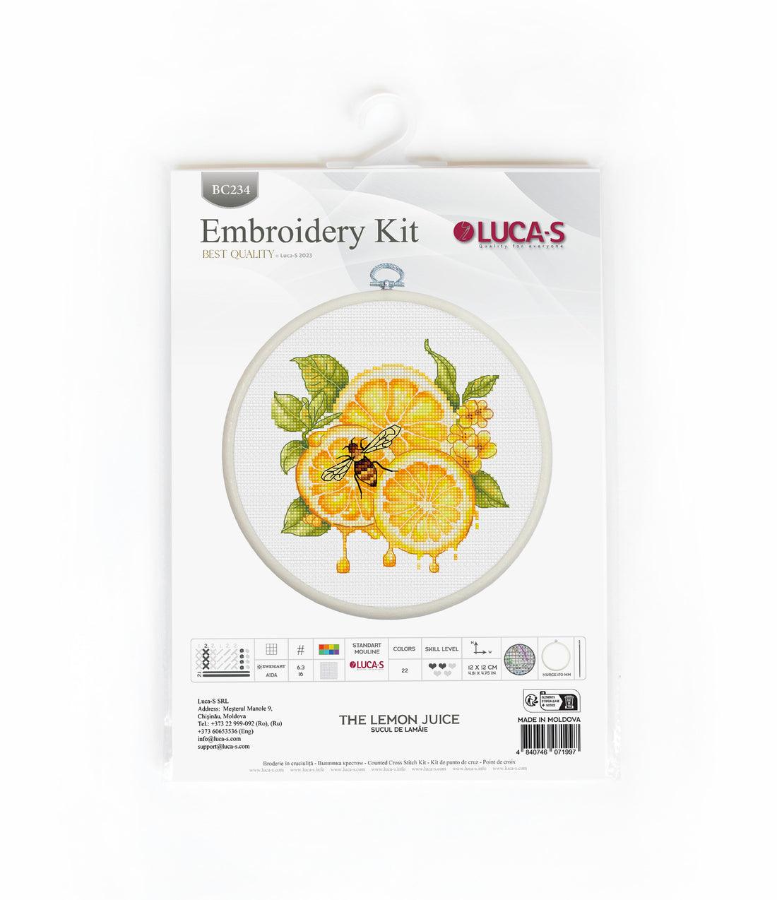 Cross Stitch Kit with Hoop Included Luca - S - The Lemon Juice, BC234 - Luca - S Yarns