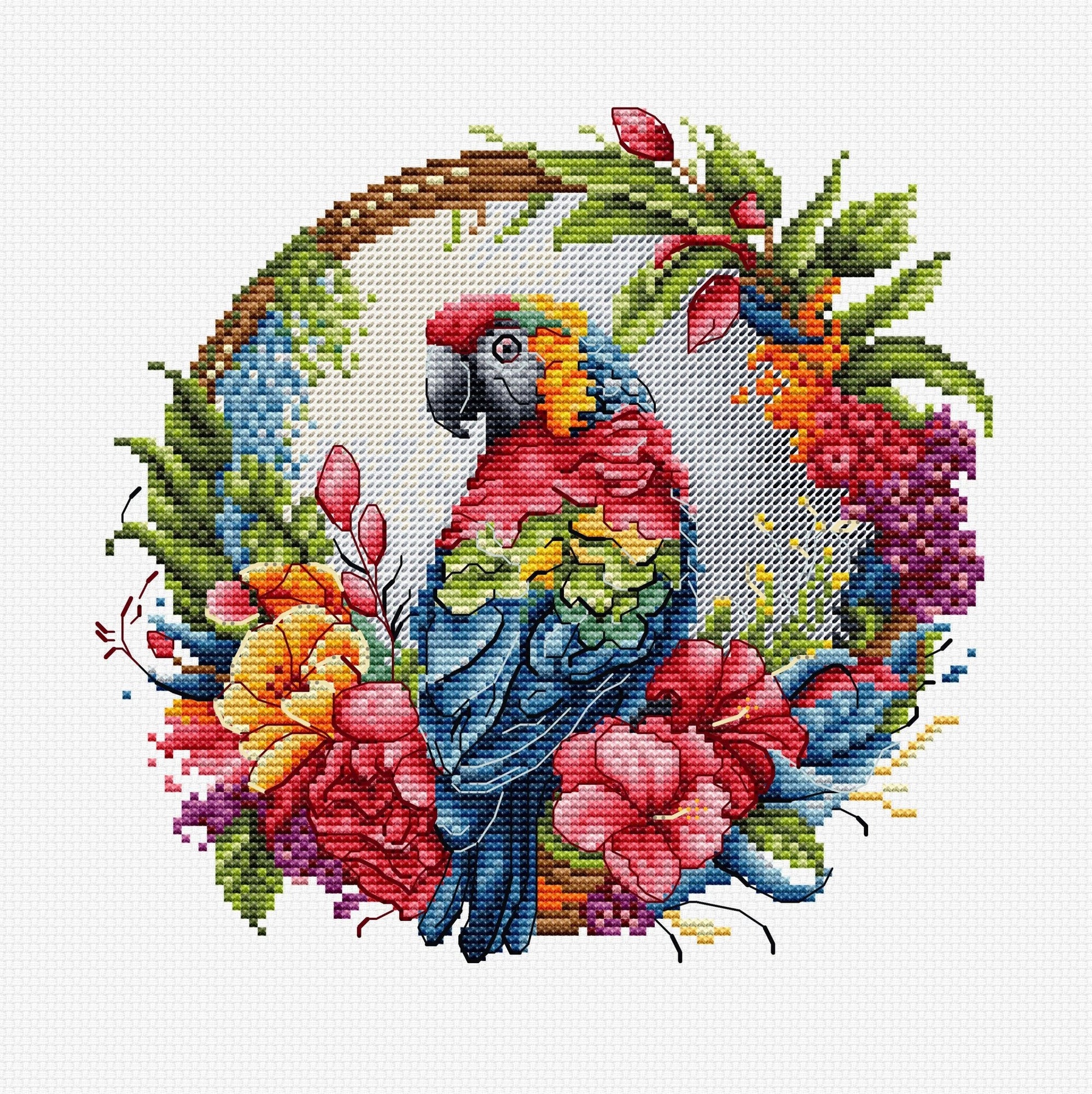 Cross Stitch Kit with Hoop Included Luca - S - The Tropical Parrot, BC201 - Luca - S Yarns