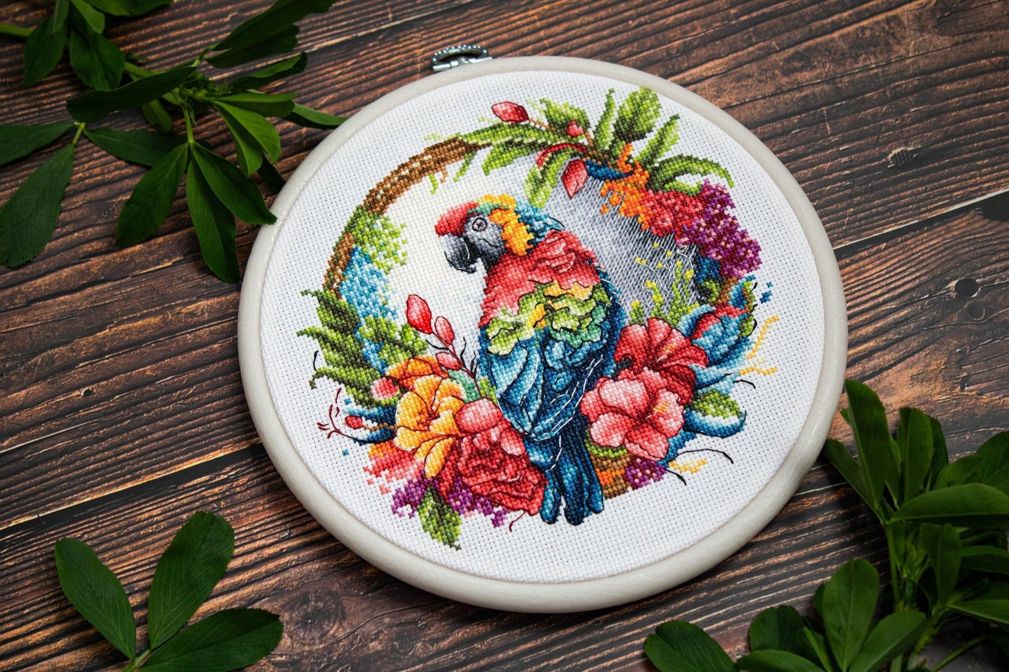 Cross Stitch Kit with Hoop Included Luca - S - The Tropical Parrot, BC201 - Luca - S Yarns