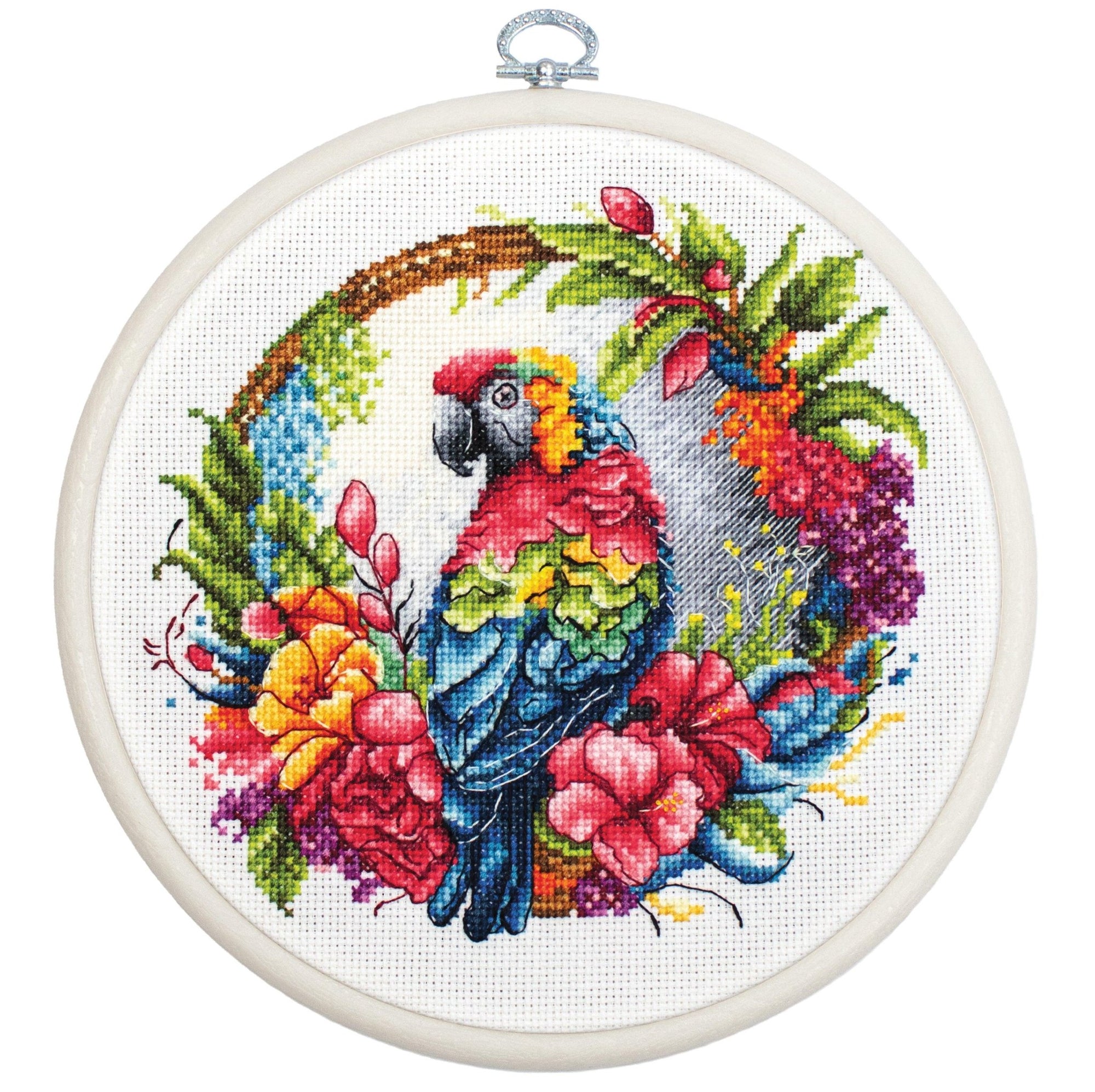 Cross Stitch Kit with Hoop Included Luca - S - The Tropical Parrot, BC201 - Luca - S Yarns