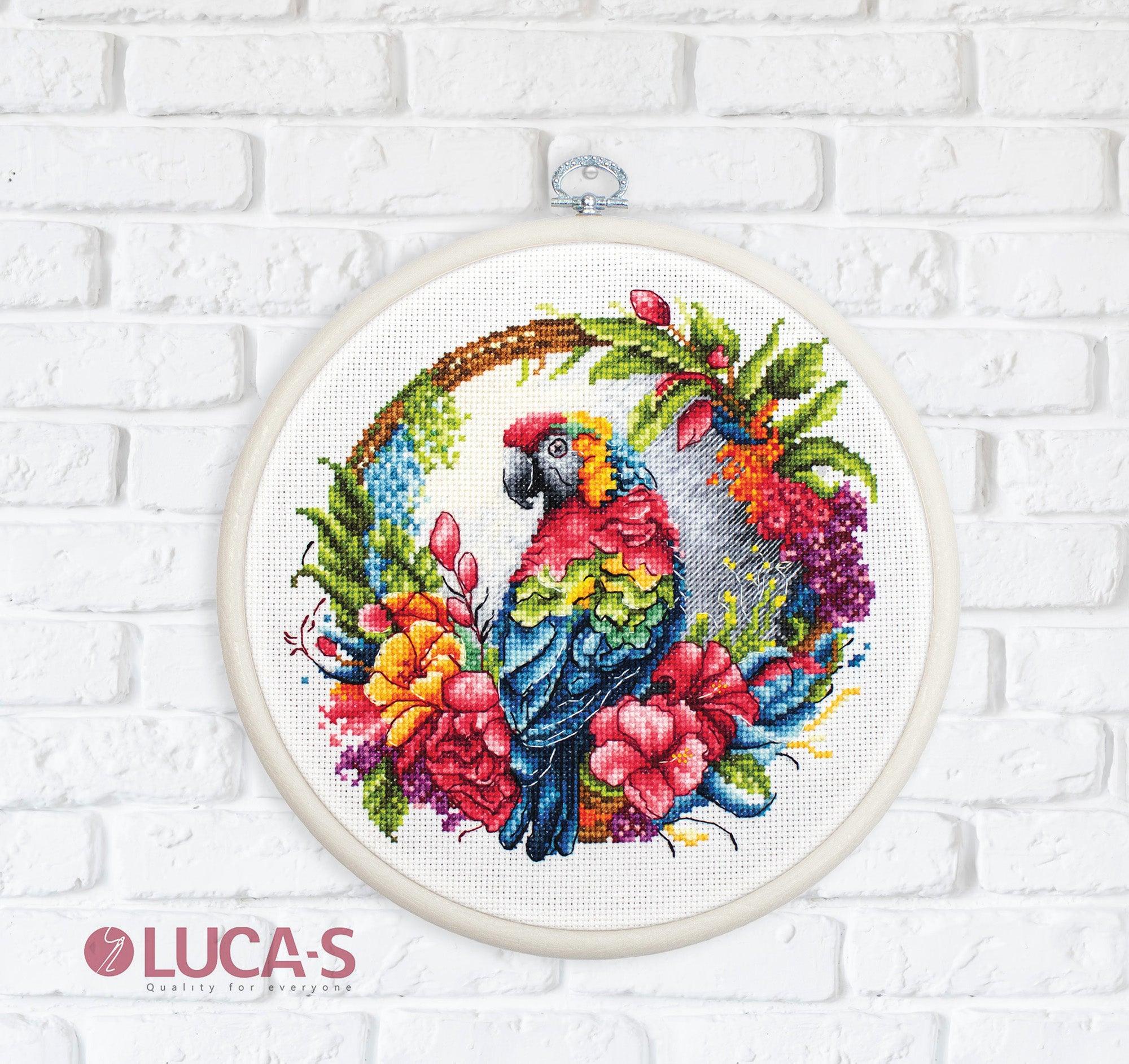 Cross Stitch Kit with Hoop Included Luca - S - The Tropical Parrot, BC201 - Luca - S Yarns