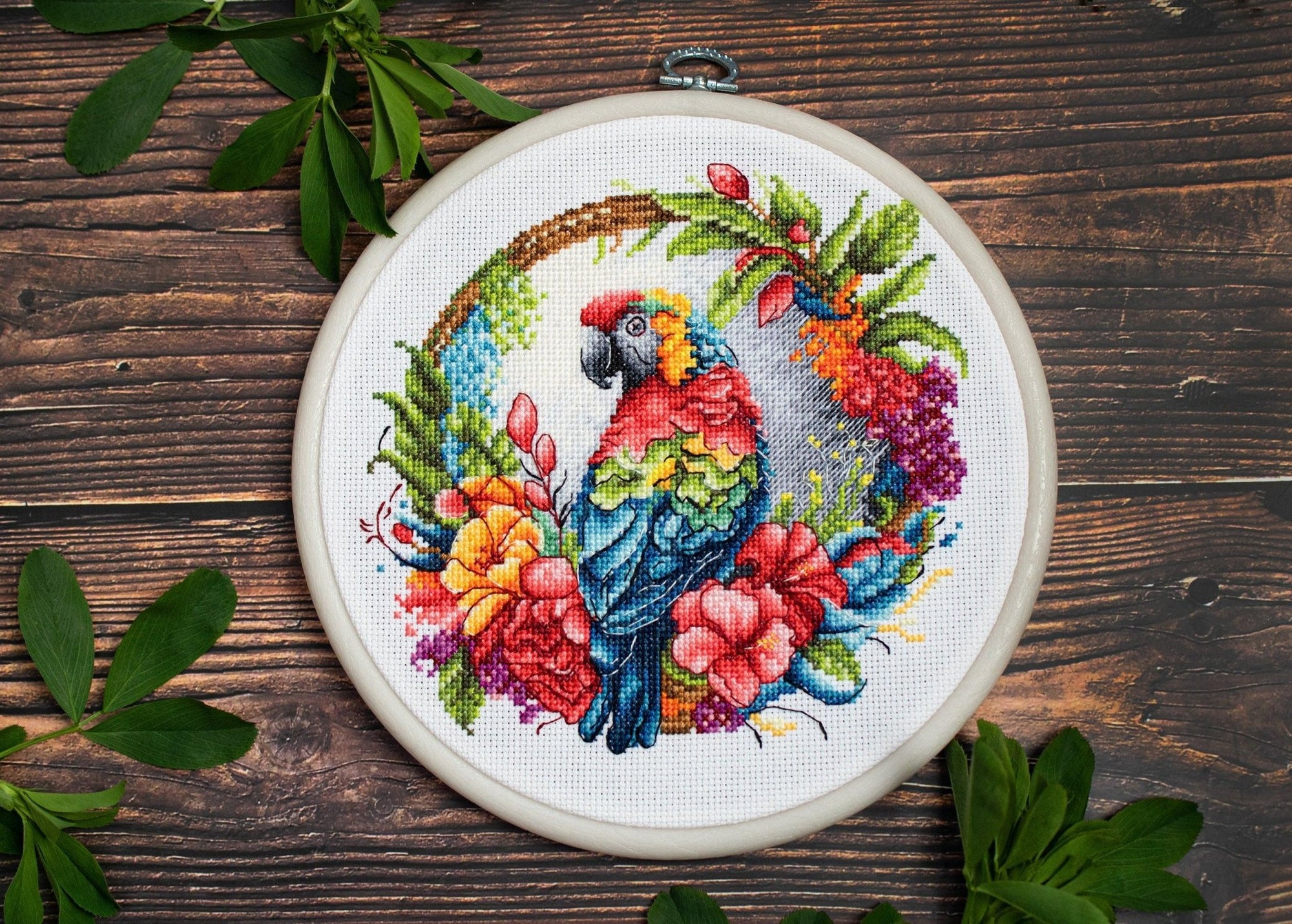 Cross Stitch Kit with Hoop Included Luca - S - The Tropical Parrot, BC201 - Luca - S Yarns