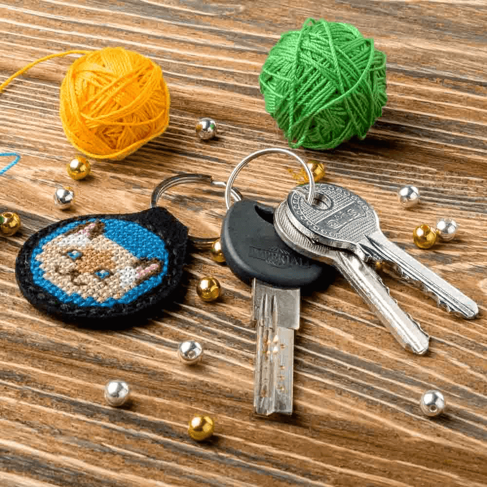 Key Chain Needlecraft Kit - Cross Stitch Kit on Leather - Luca - S Yarns