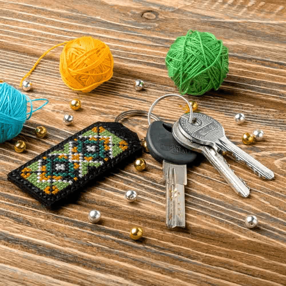 Key Chain Needlecraft Kit - Cross Stitch Kit on Leather - Luca - S Yarns