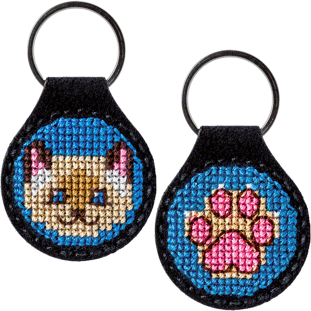 Key Chain Needlecraft Kit - Cross Stitch Kit on Leather - Luca - S Yarns