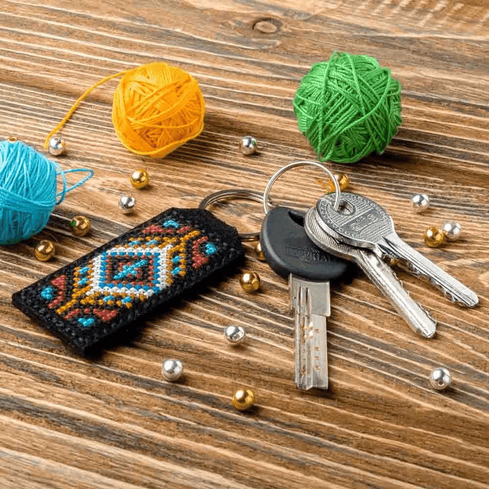 Key Chain Needlecraft Kit - Cross Stitch Kit on Leather - Luca - S Yarns