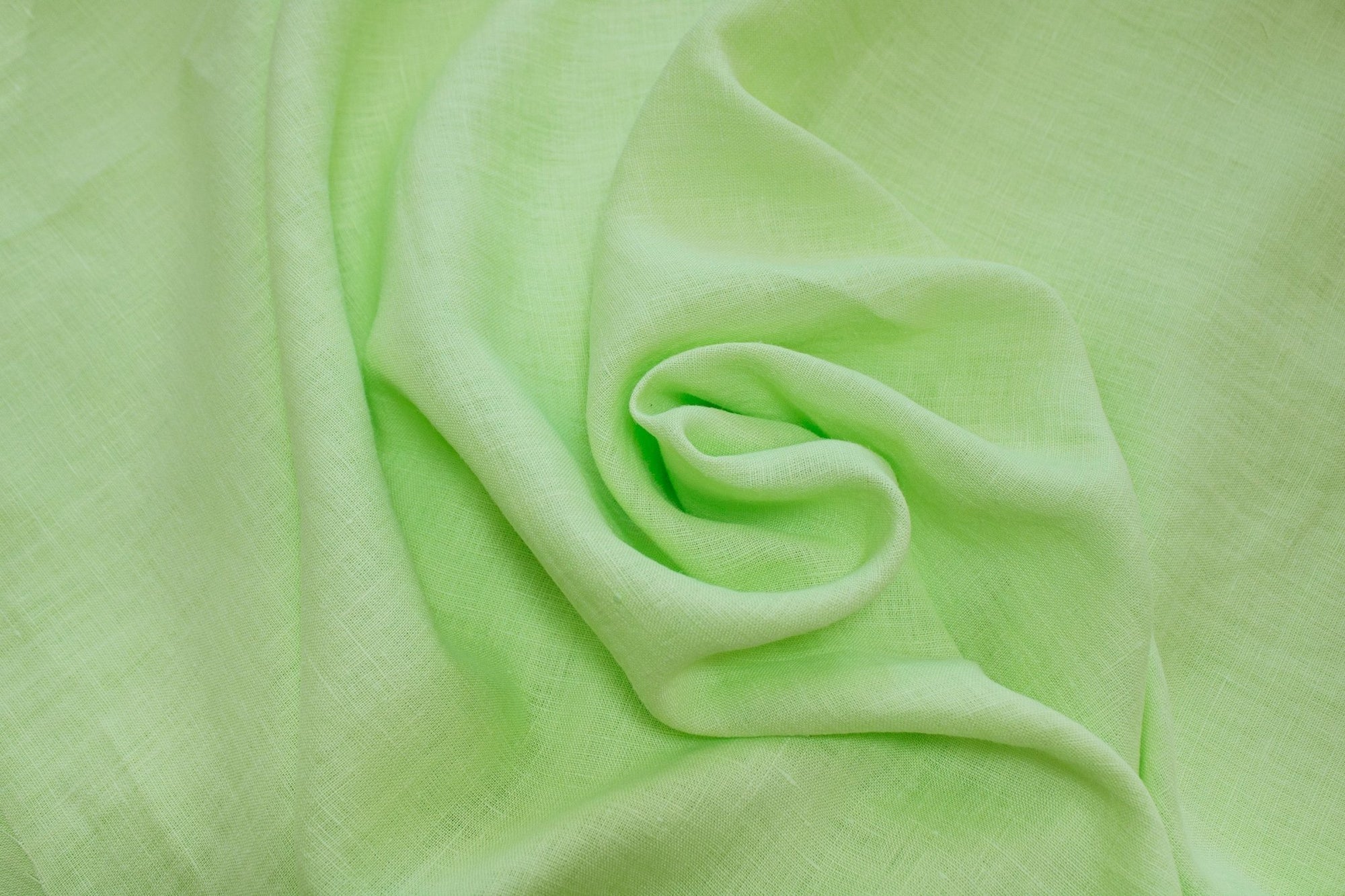 Luca - S Natural Pure 100% Linen Wrinkled Fabric Apple Green Color - Luca - S Yarns