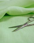 Luca - S Natural Pure 100% Linen Wrinkled Fabric Apple Green Color - Luca - S Yarns