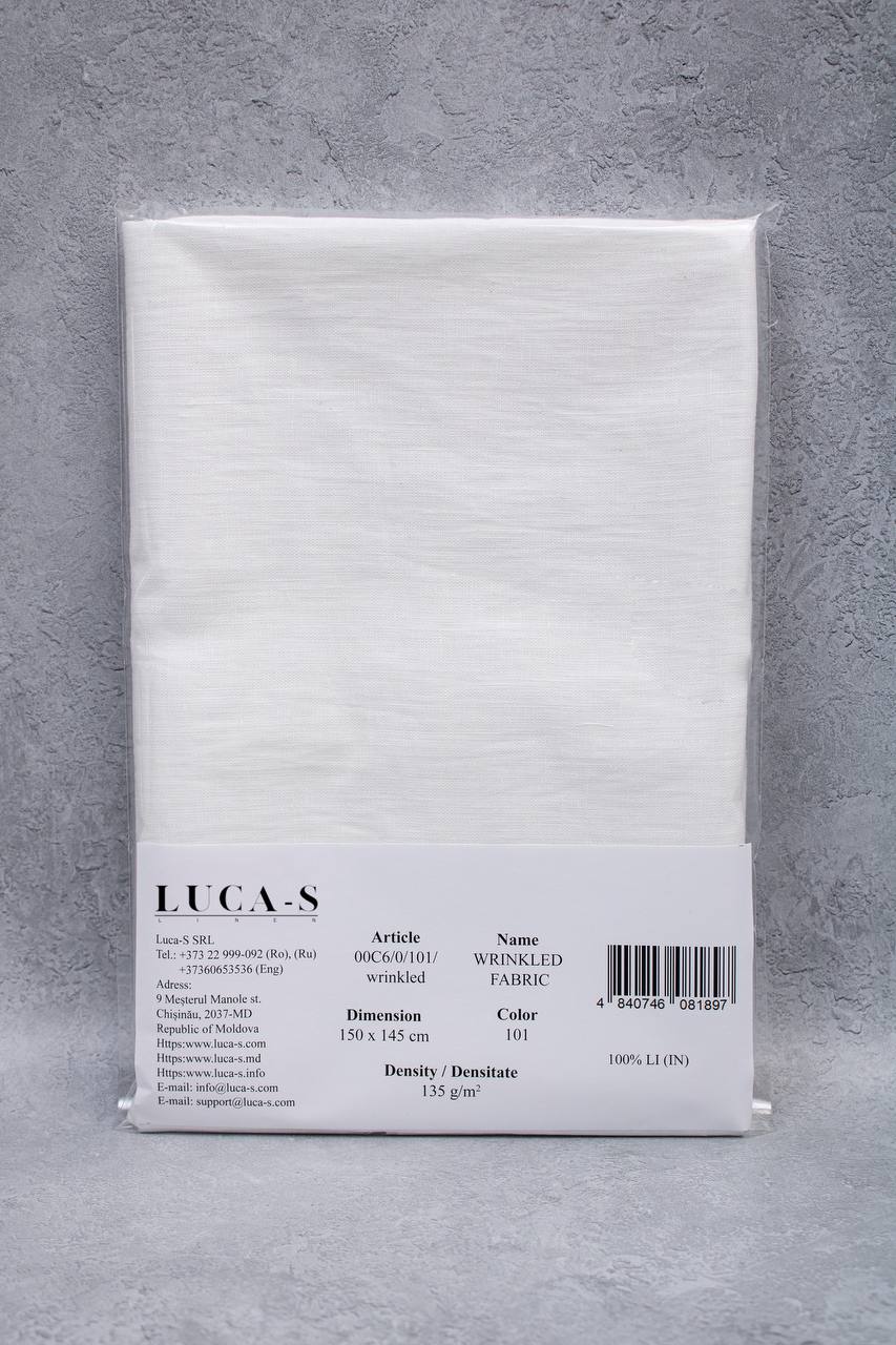 Luca - S Natural Pure 100% Linen Wrinkled Fabric Natural White Color - Luca - S Yarns