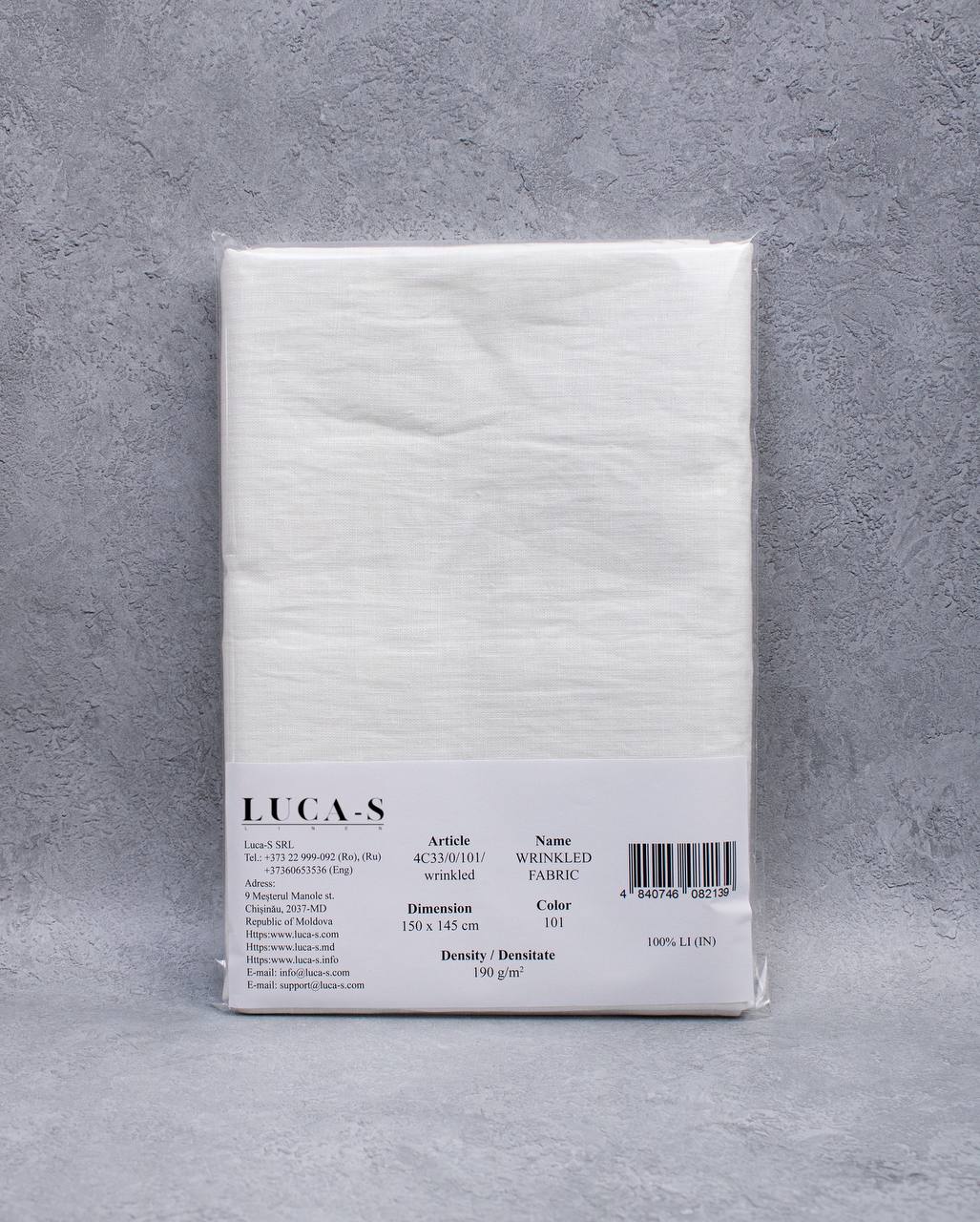 Luca - S Natural Pure 100% Linen Wrinkled Fabric Natural White Color - Luca - S Yarns