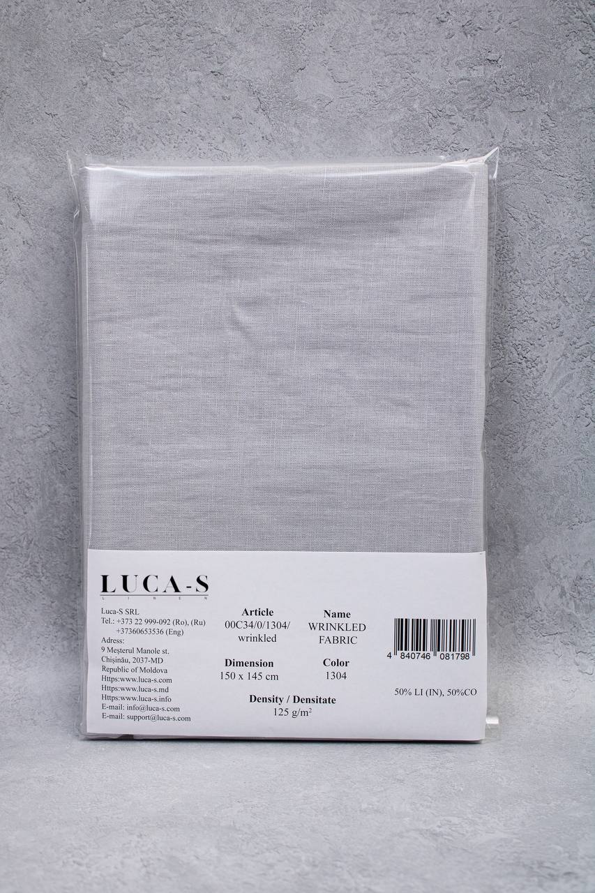 Luca - S Natural Pure Linen Wrinkled Fabric Grey Color - Luca - S Yarns