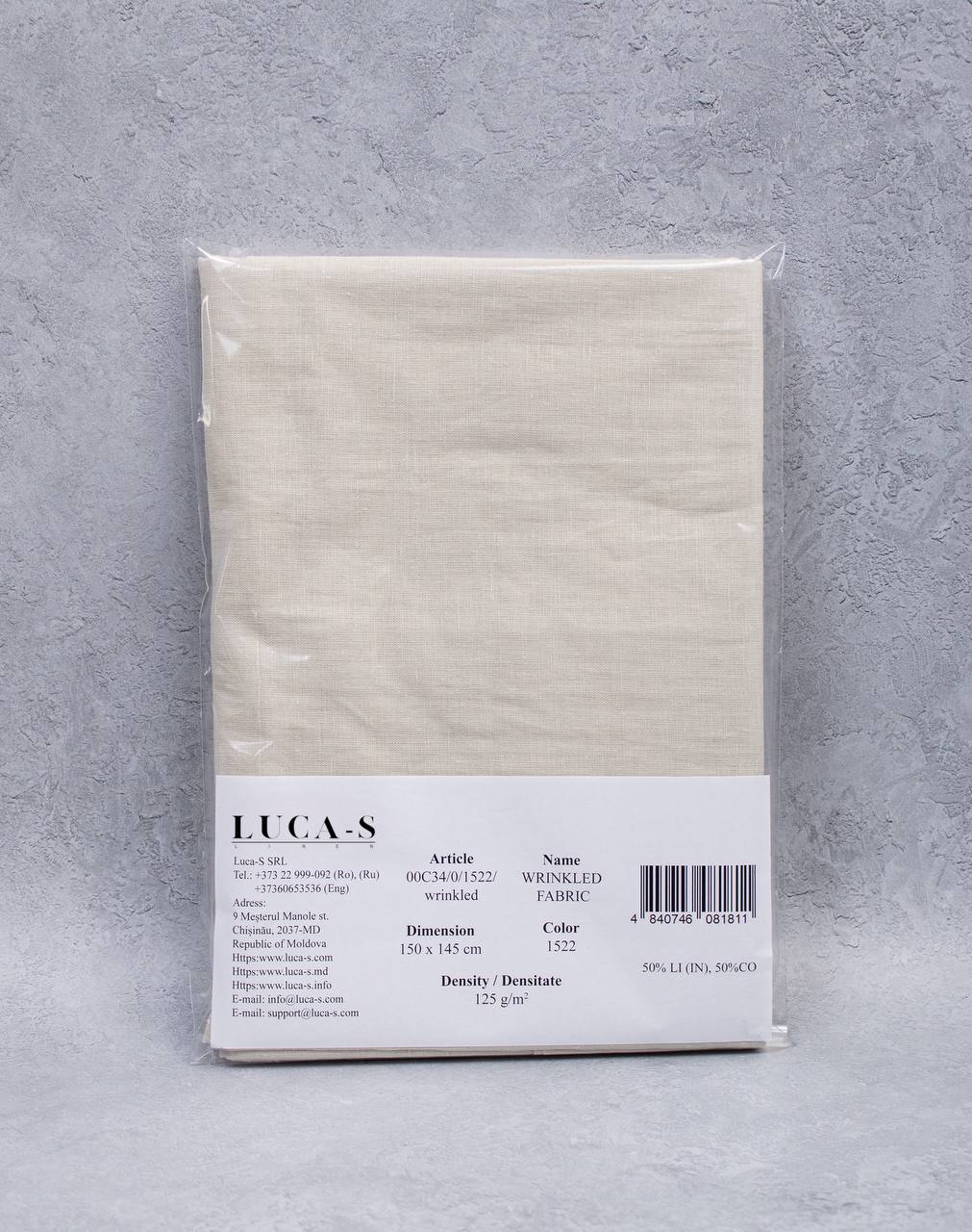 Luca - S Natural Pure Linen Wrinkled Fabric Light Beige Color - Luca - S Yarns