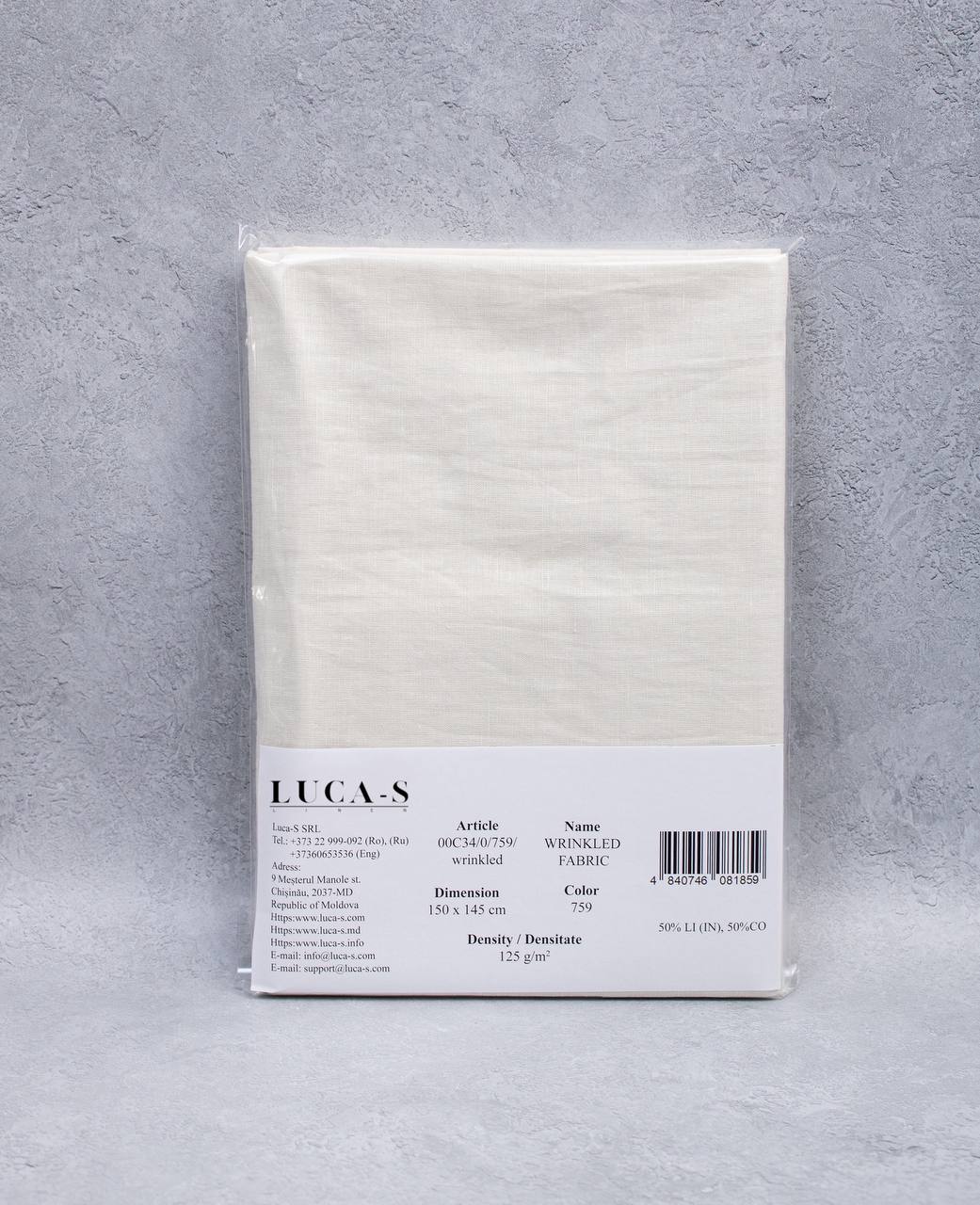 Luca - S Pure Natural Linen Wrinkled Fabric Chalk Color - Luca - S Yarns
