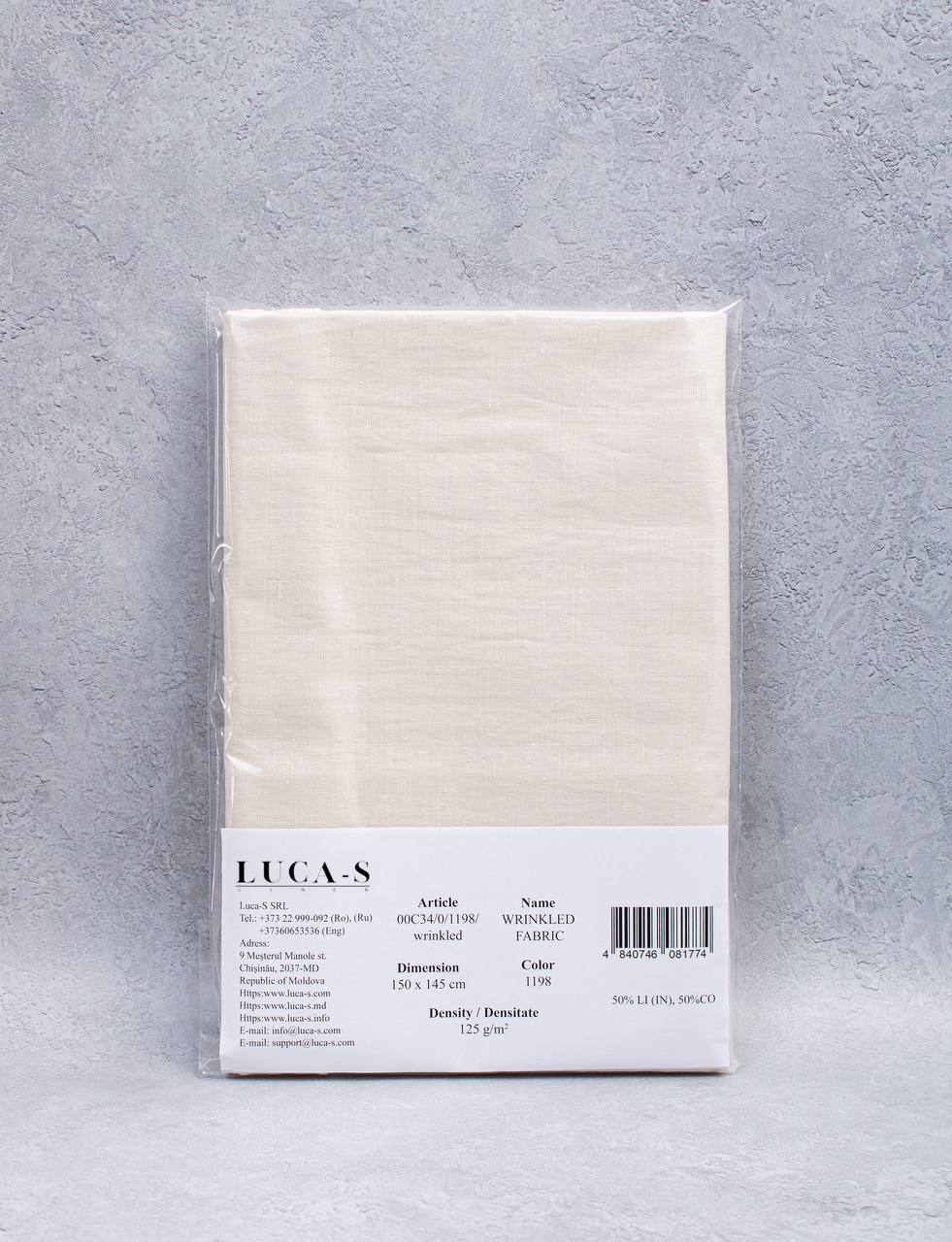 Luca - S Pure Natural Linen Wrinkled Fabric Cream Color - Luca - S Yarns