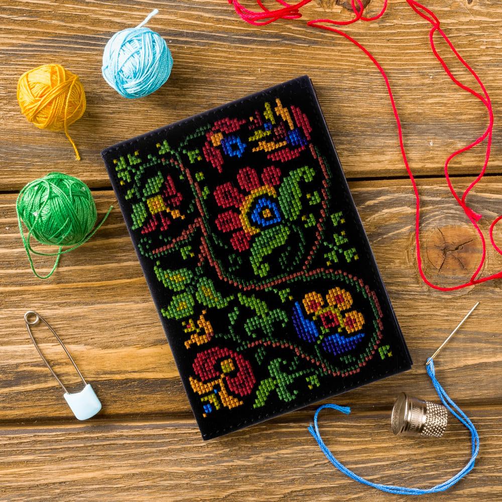 Passport Cover Needlecraft Kit - Cross Stitch Kits on Leather - Luca - S Yarns