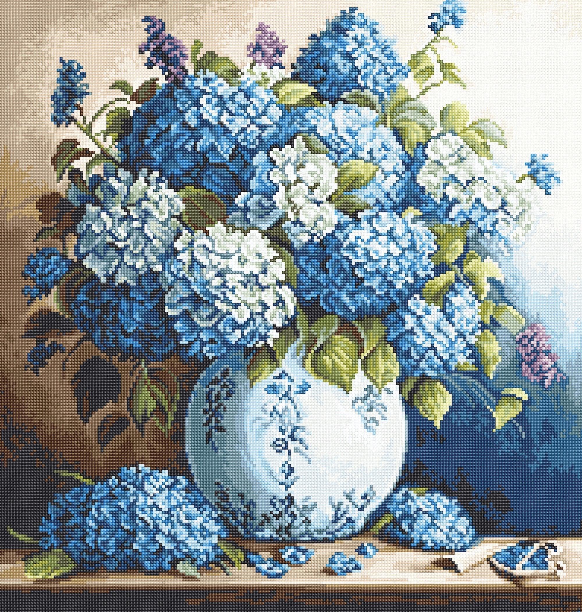 Petit Point Kit Luca-S - Vase with Hydrangeas, G700 - Luca-S Petit Point Kits