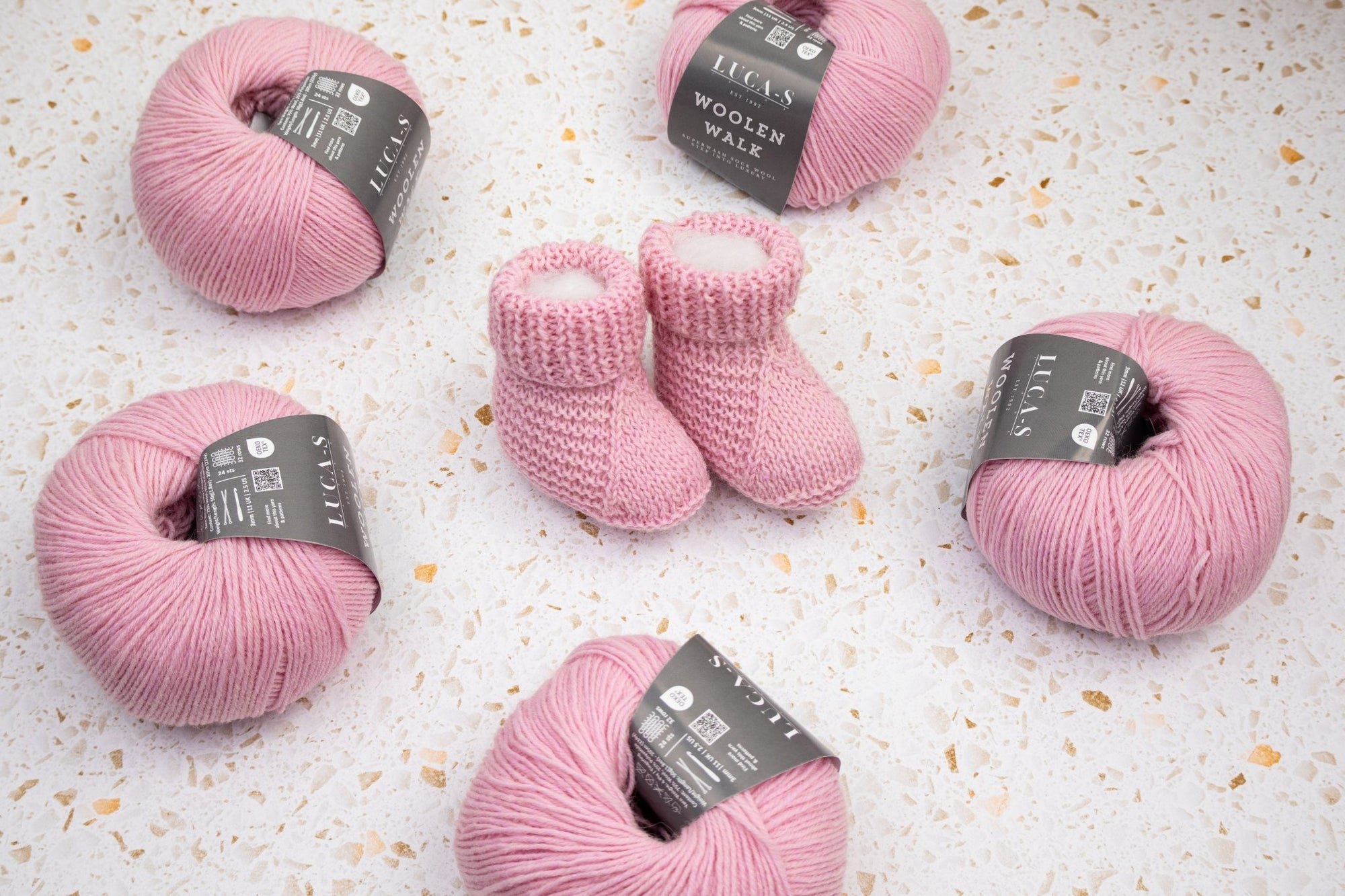 Pink Baby Booties Knitting Pattern - Luca - S Yarns