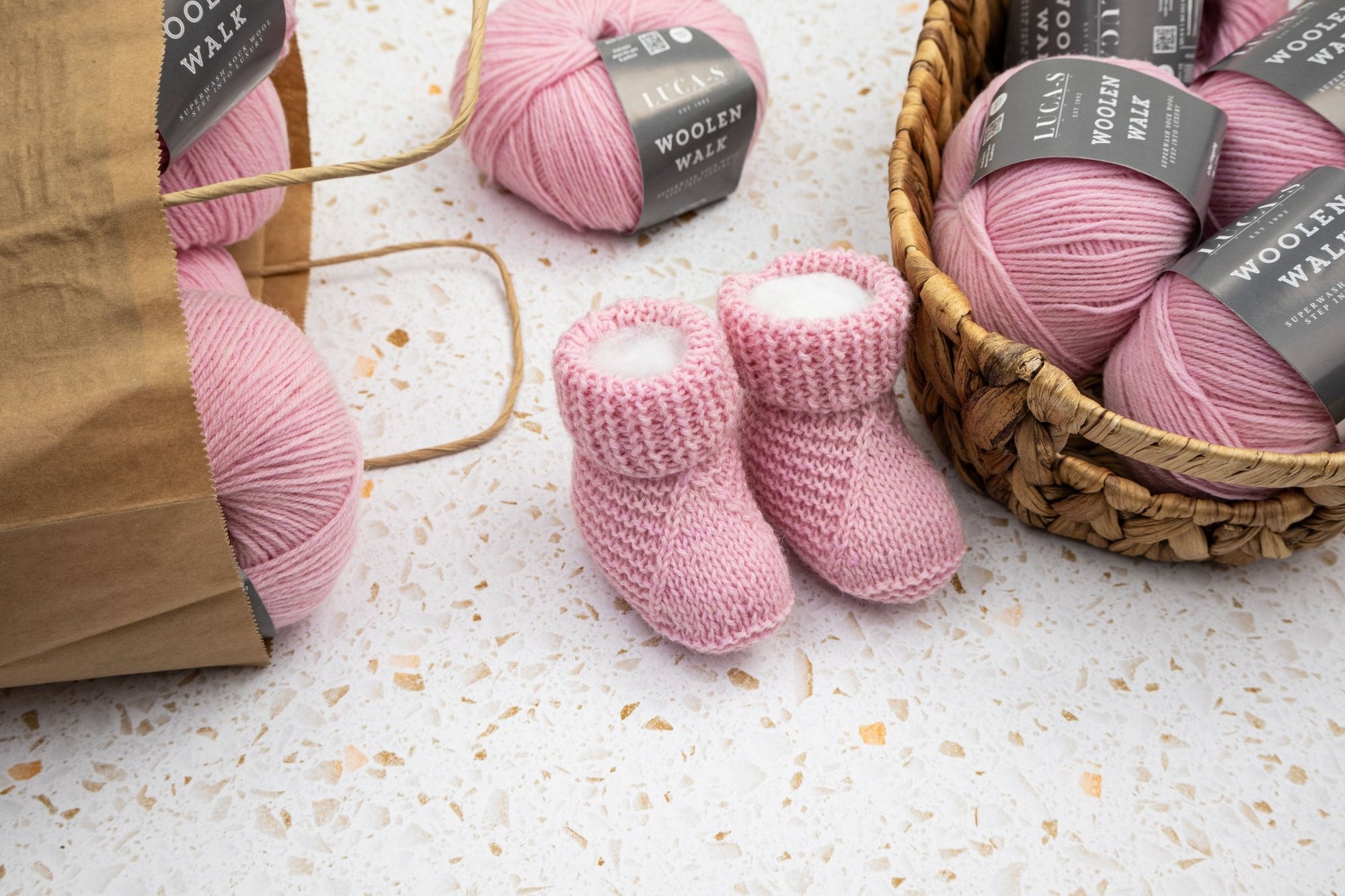 Pink Baby Booties Knitting Pattern - Luca - S Yarns